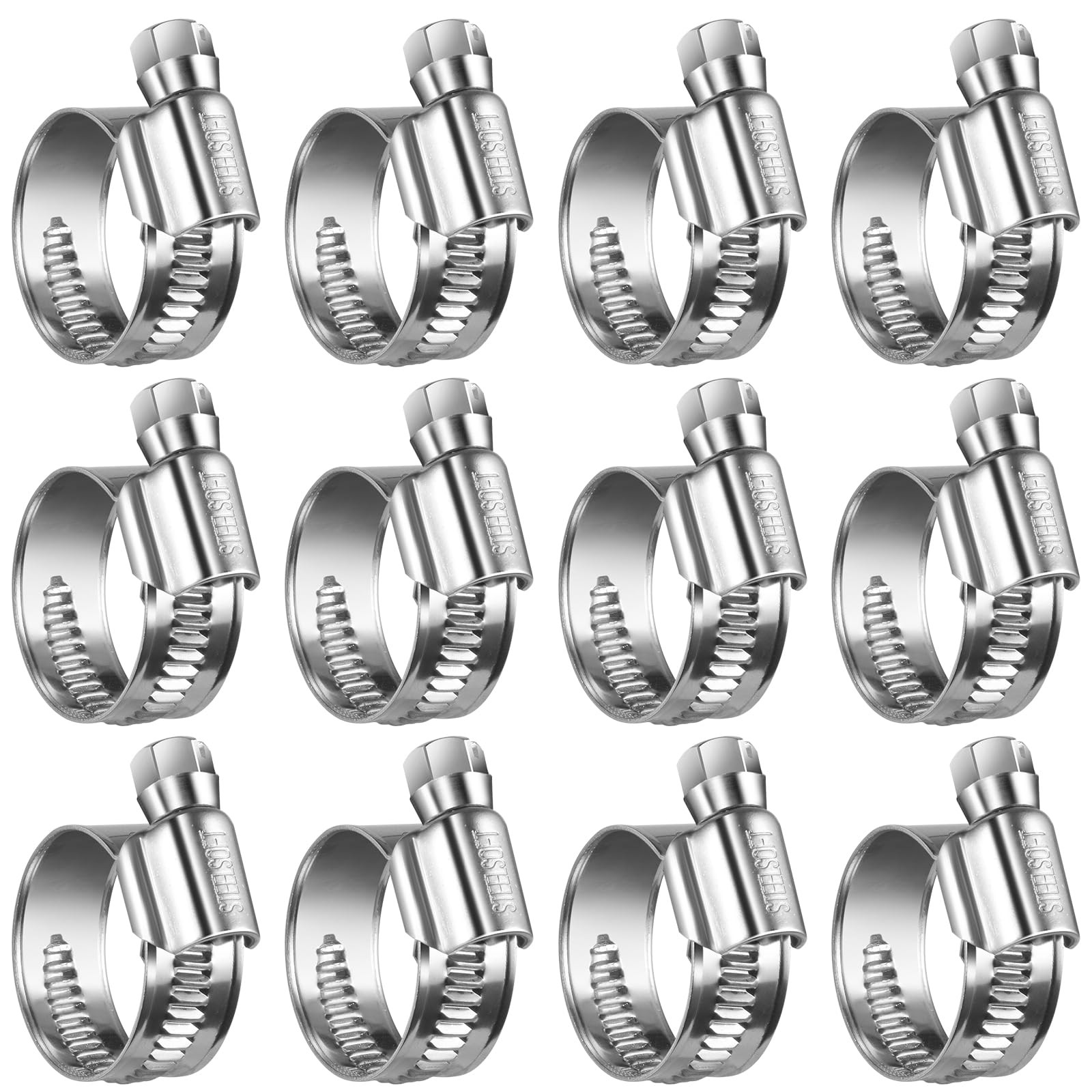 Non-Slip Stainless Steel Worm Gear Hose Clamps 5/8 SAE#8(5/8 To 1), Metallic