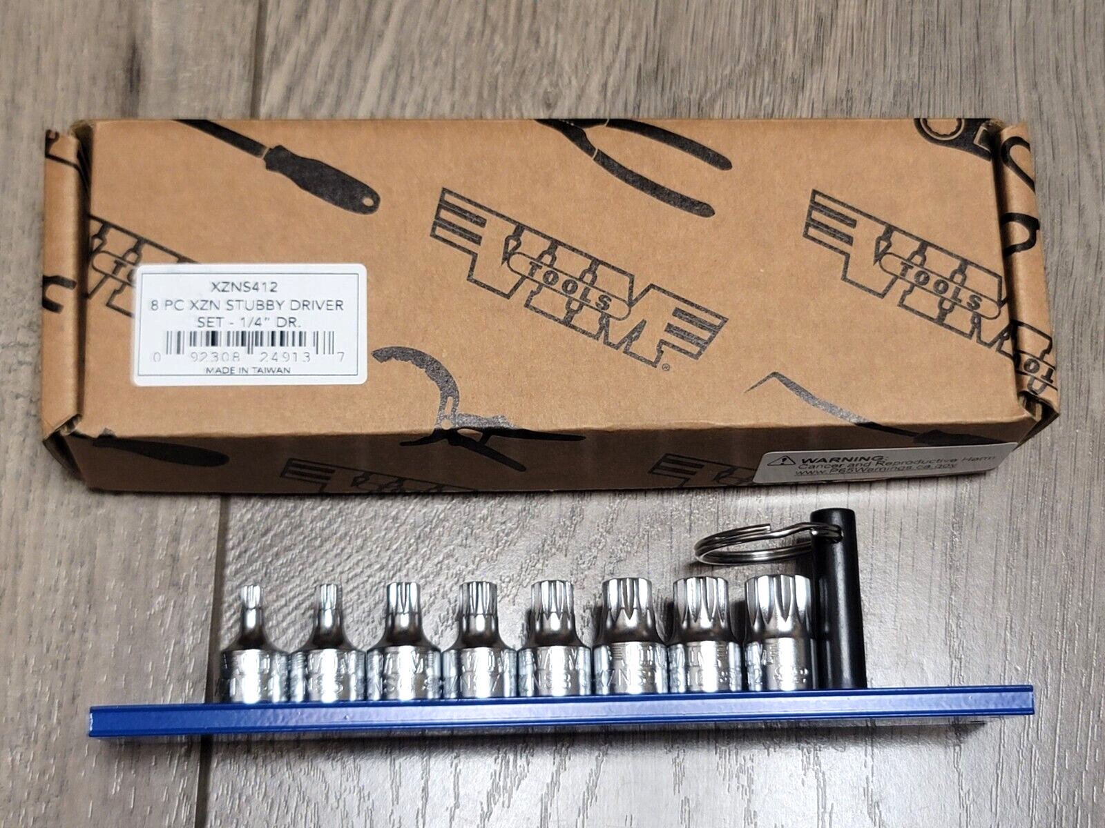 VIM 1/4″ dr 8pc XZN Stubby Bit Driver Socket Set w/Magrail XZN4-XZN12 #XZNS412