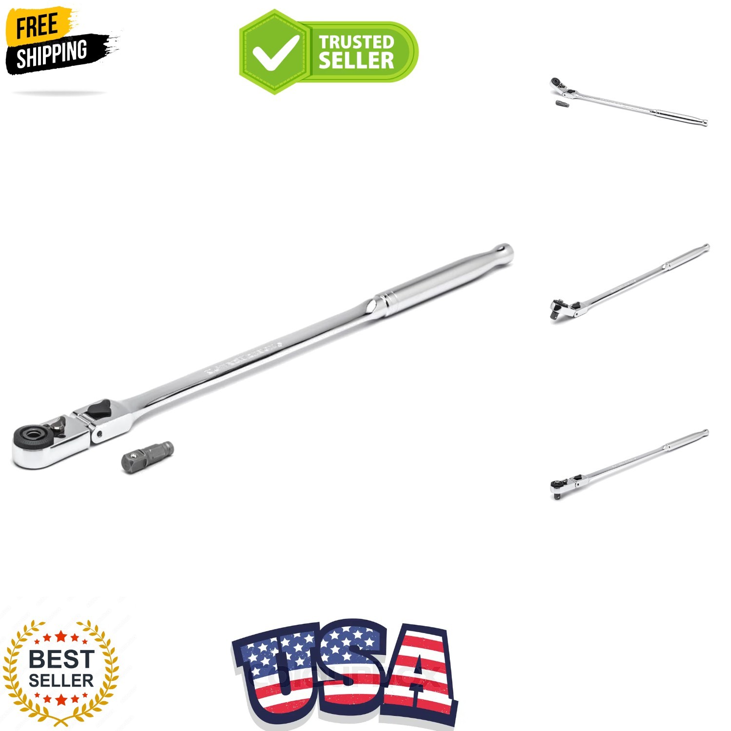 1/4″ Drive 72 Tooth Quick Release Locking Flex Slim Head Ratchet, 12″ – 81030