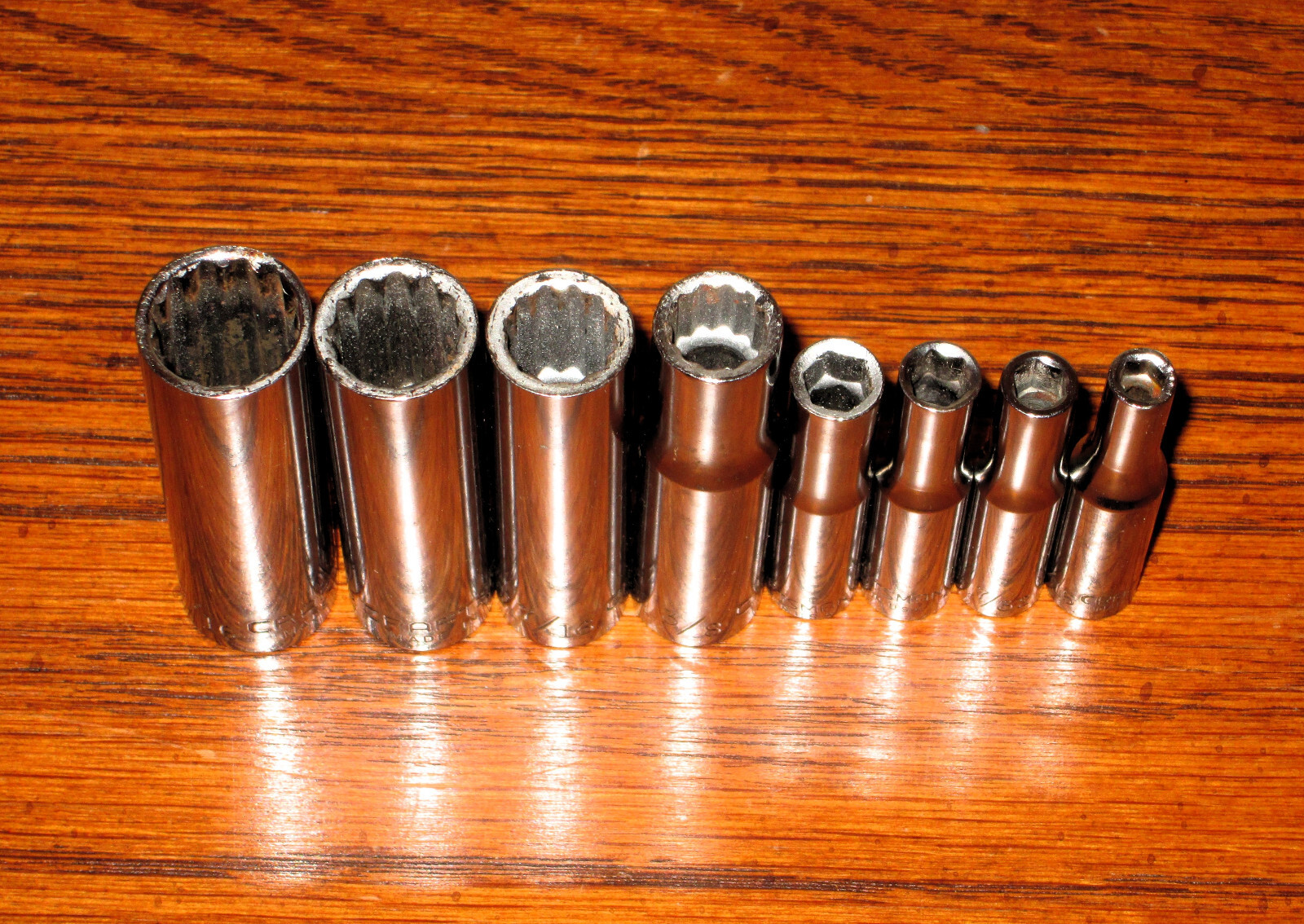 Set of 8: Craftsman G Series 1/4 & 3/8″ drive SAE Sockets – 2″ and 2-1/2″ Long