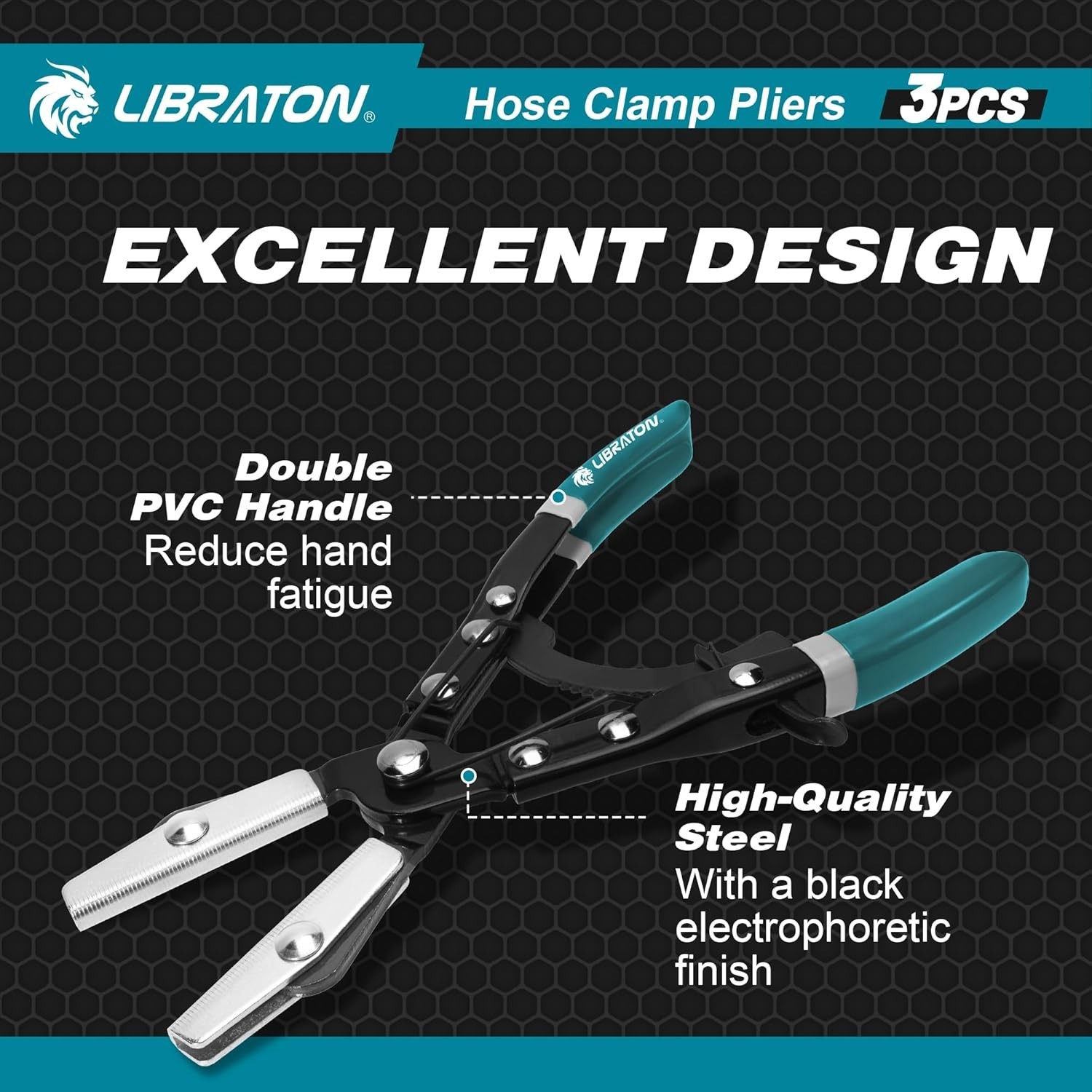 Automotive Hose Pinch Pliers Set with Ratcheting Grip and Non Damaging Jaws