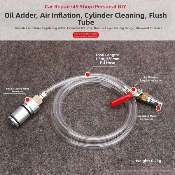 Oil Filler Funnel with Standard and Japanese Connector Extended PU Hose