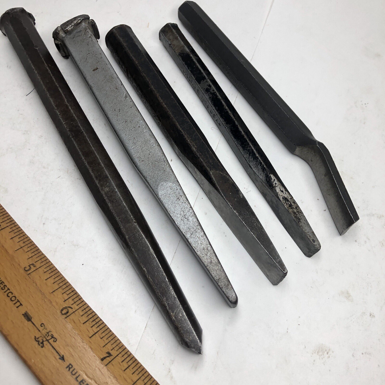 (5) Mix Lot of Craftsman-Williams-Bonney-Proto-Mac Tools Cold Chisel Chisels Set