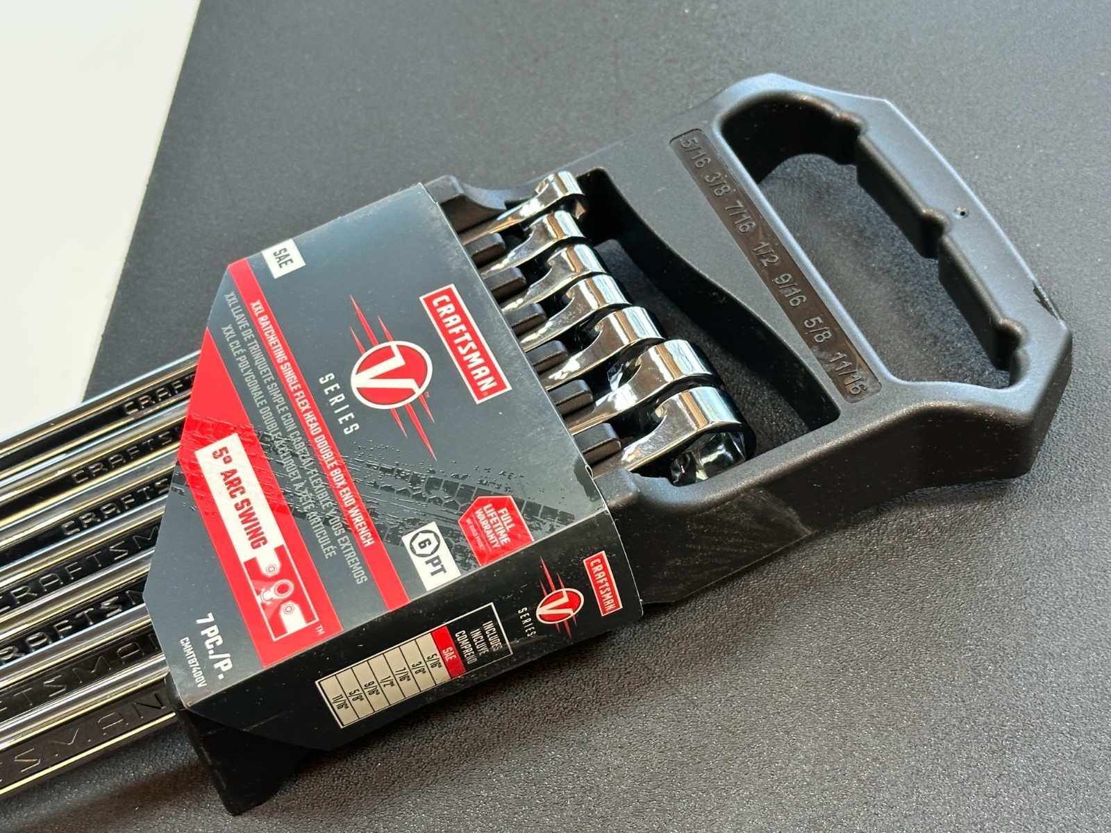 CRAFTSMAN V-Series 7pc SAE 5/16-11/16 Ratcheting Flex Head XL Box End Wrench Set