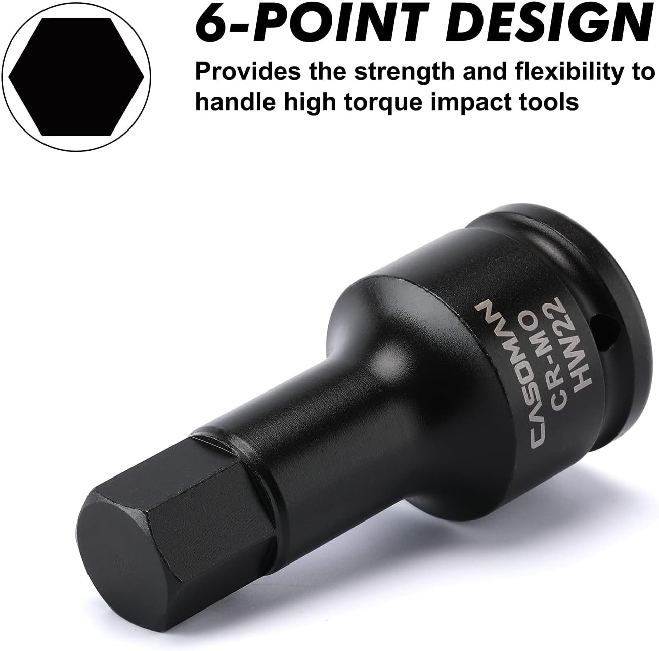 3/4 Inch Drive Impact Hex Driver Set 5pcs Metric 14mm,17mm,19mm,22mm,24mm,CR-MO