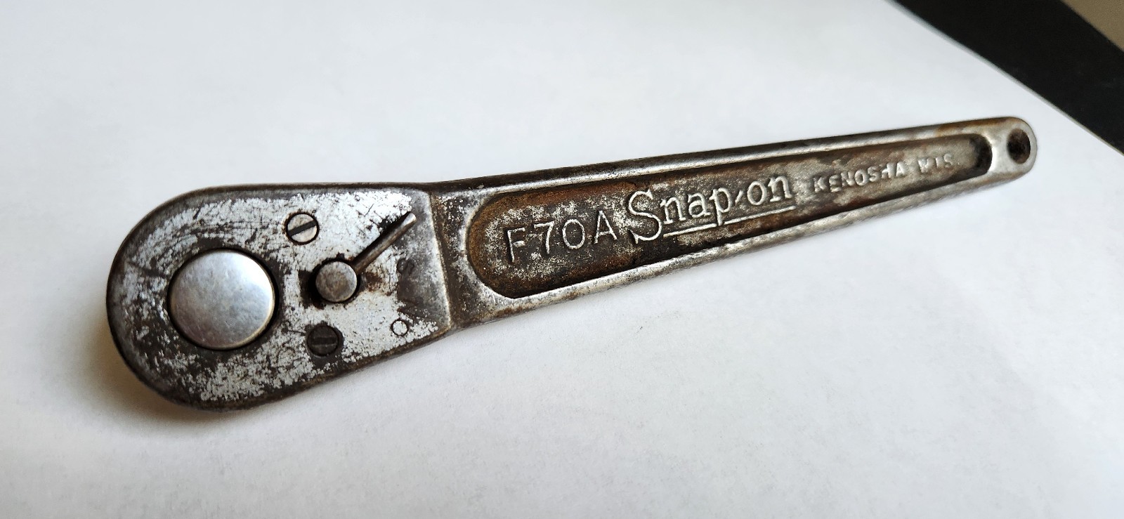 Snap On Tools Vintage 3/8” Drive Ratchet With Needle Shift Lever F70A 1935 Model