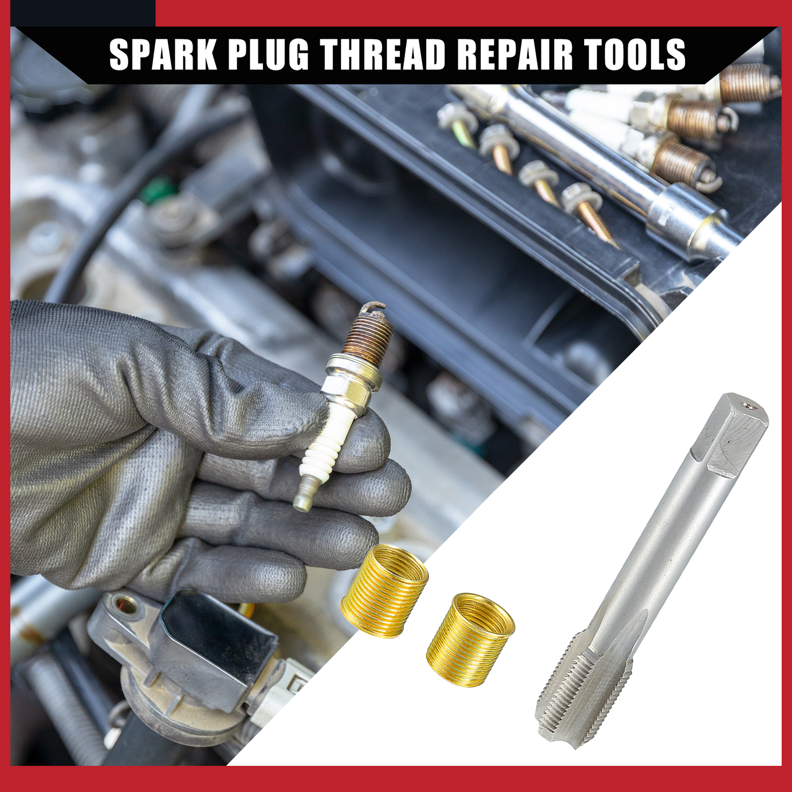 Universal Spark Plug Thread Repair Tools Kit with M14x1.25 Inserts Pack of 11