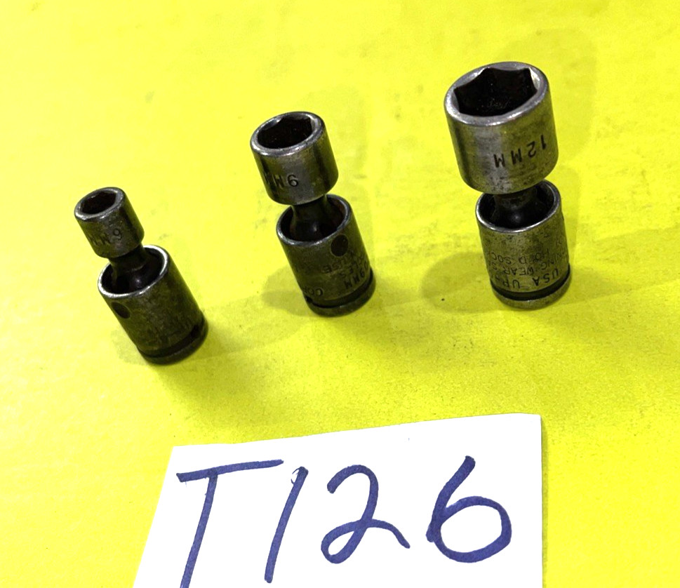 CORNWELL TOOLS 3 PIECE 1/4 DRIVE METRIC IMPACT SWIVEL SOCKETS 6, 9, 12MM