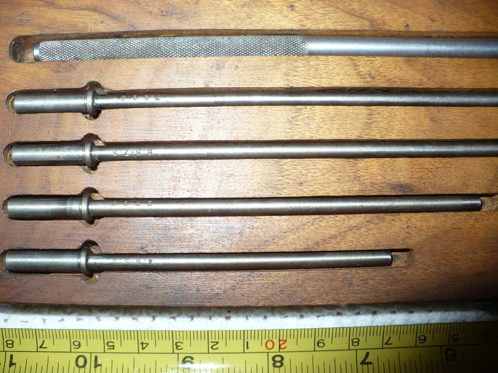 Vintage Tumico Inside Tubular Measuring Rods for 1-85 Micrometer Set 4.5 to 8.5