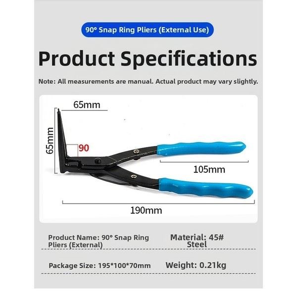 90 Degree Extended External Circlip Pliers for Deep Hole Snap Ring Removal Tool