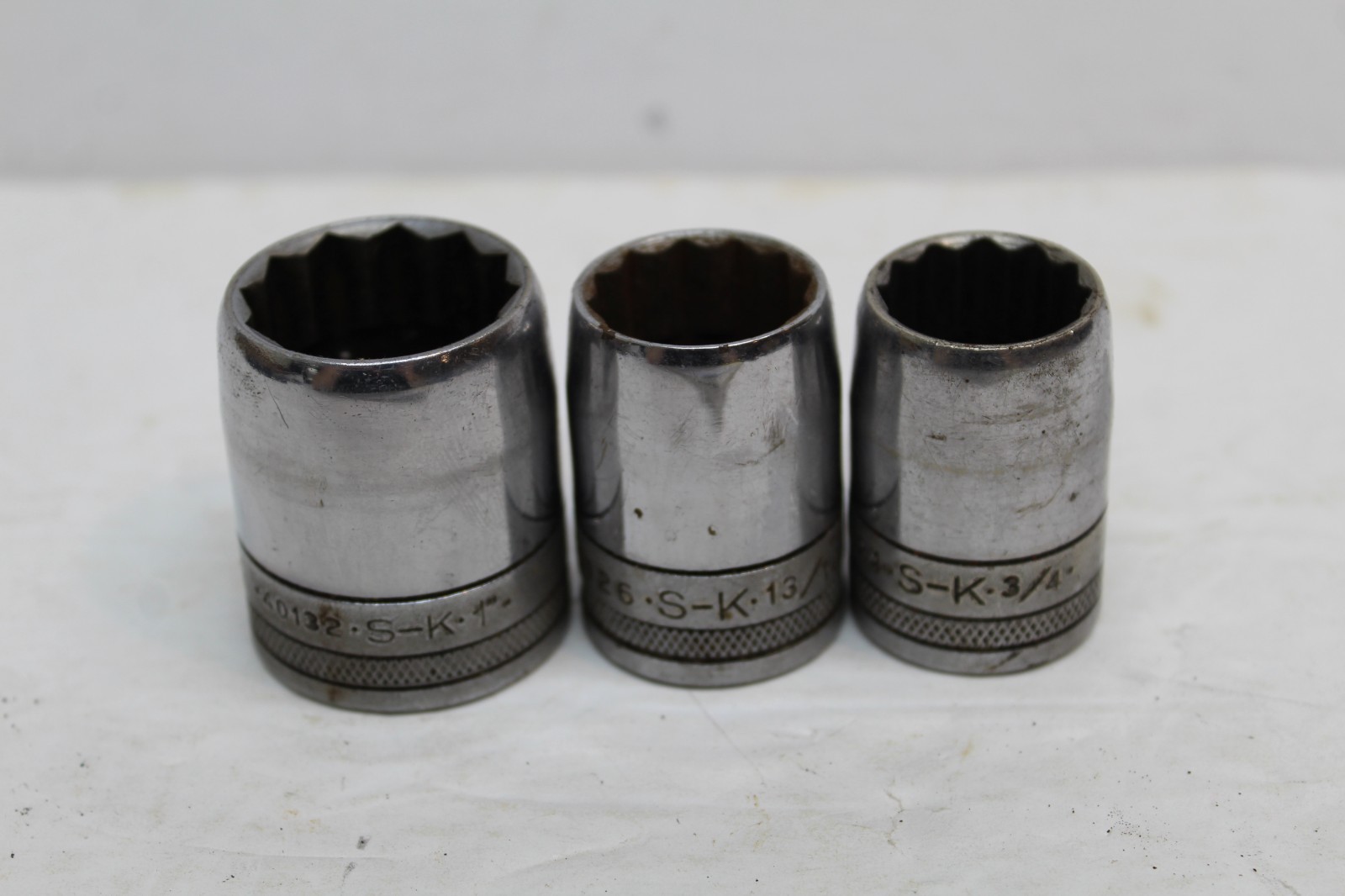 3 pc Lot S-K 1/2 Drive Sockets 13/16″, 3/4″, 1″ USA