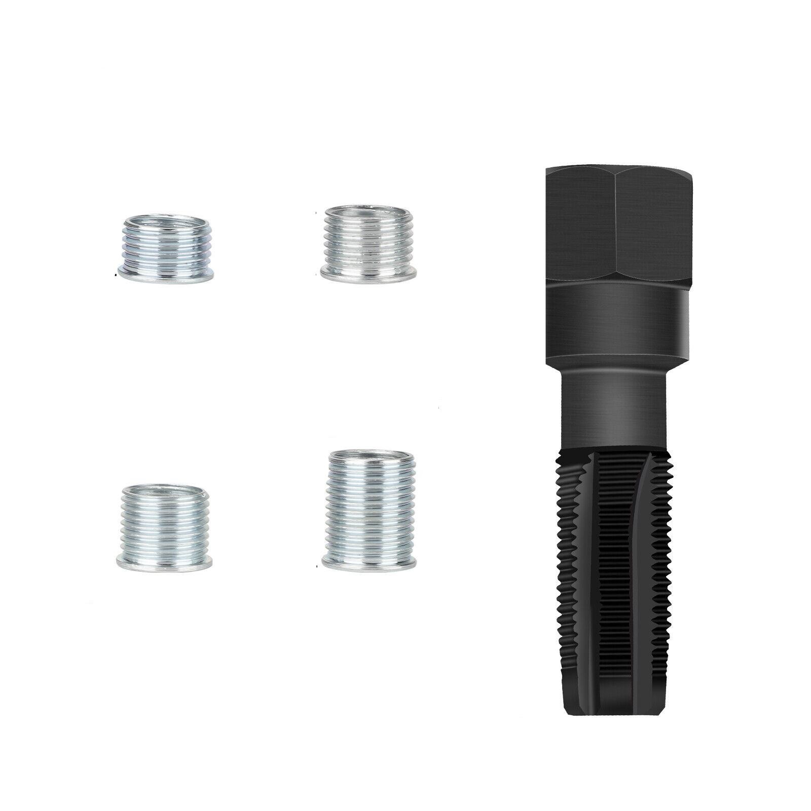M14 x1.25 Spark Plug Rethread Thread Repair Kit Reamer Tap with 4 Inserts A