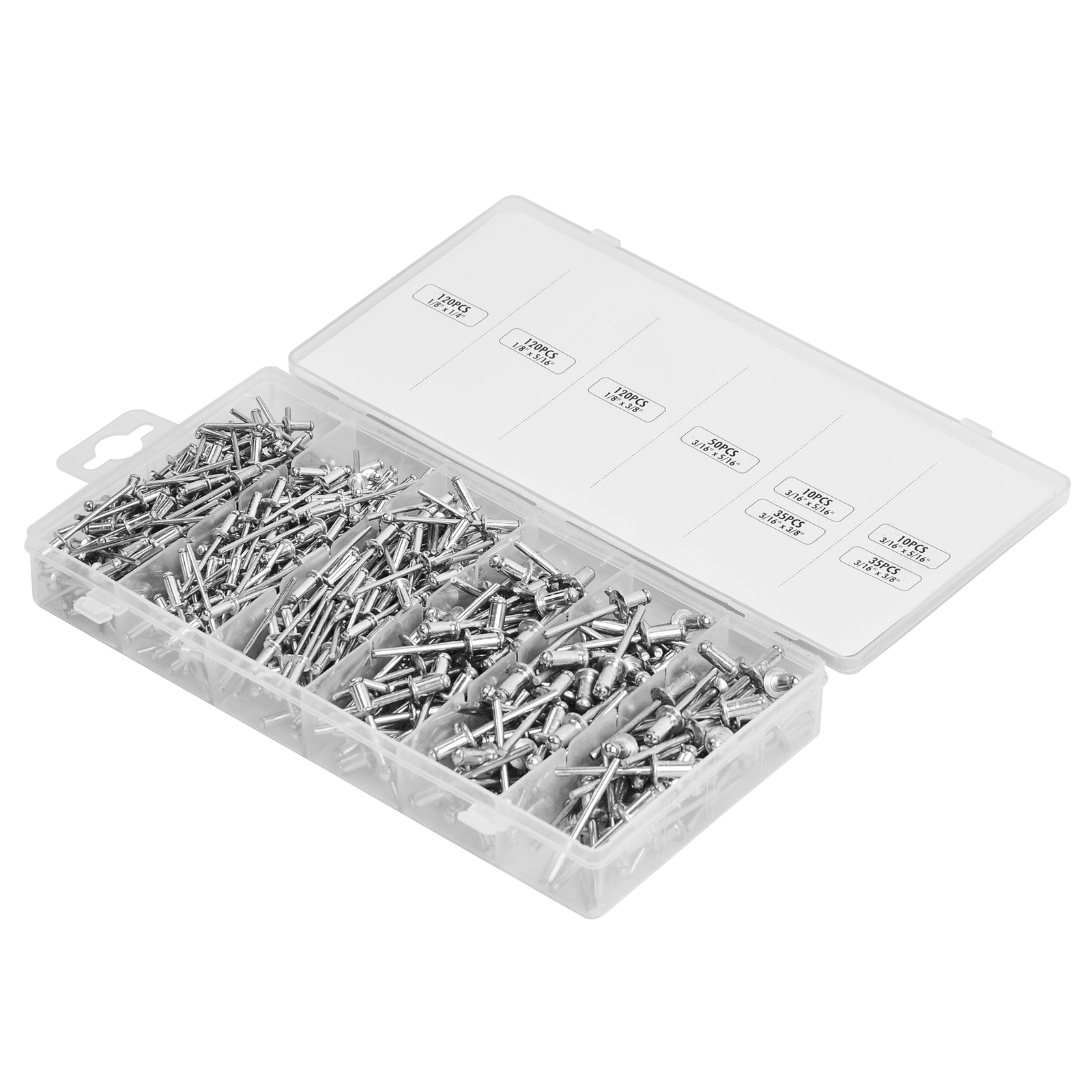 500x Industrial Aluminum Pop Rivet Assortment 3/16-1/2″ For Hand/Air Riveter Gun
