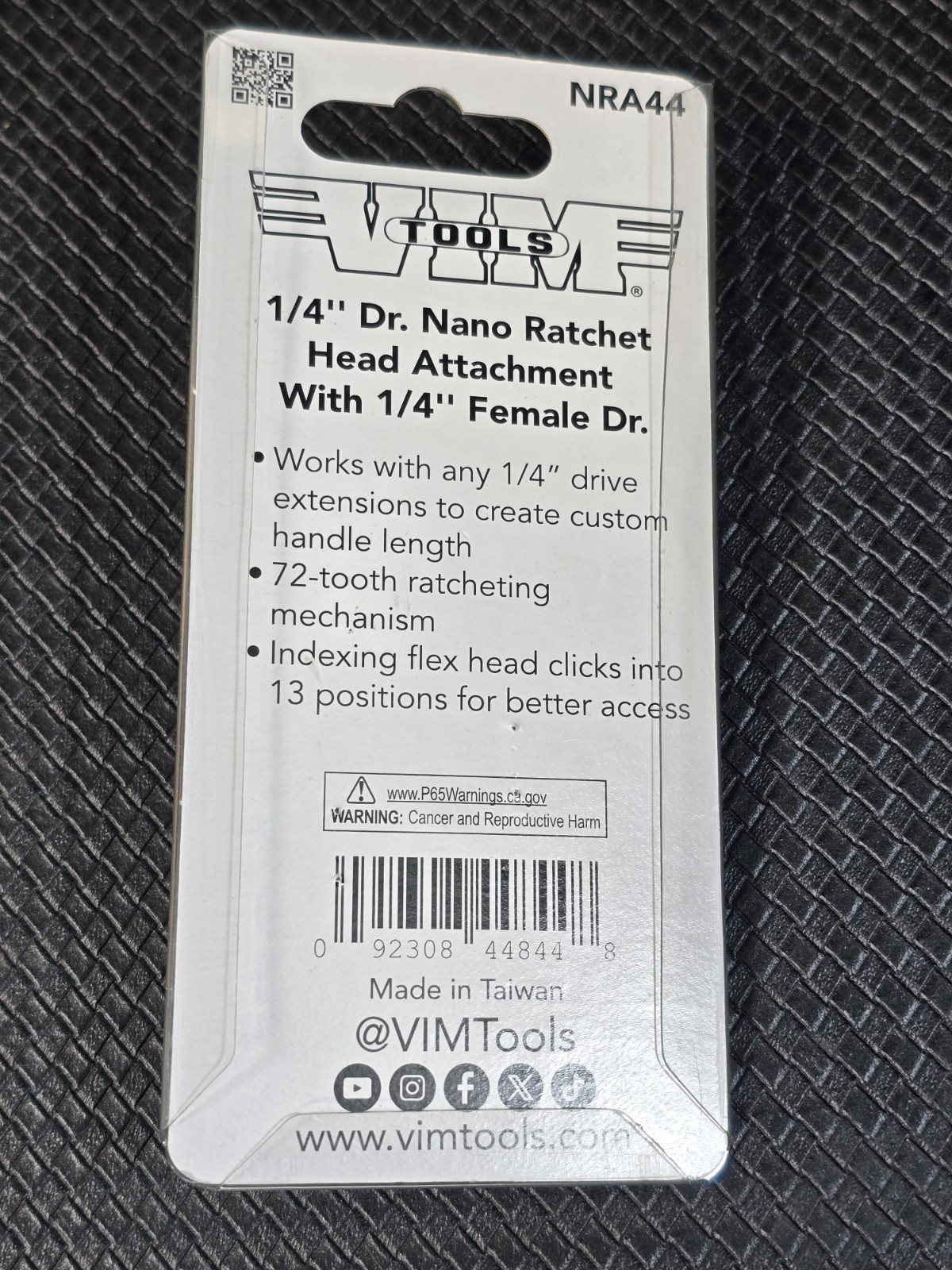 VIM Tools NRA44 1/4» DR. NANO RATCHET HEAD ATTACHMENT