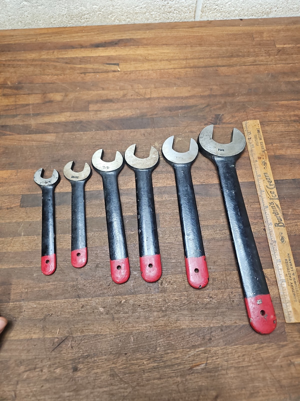 L58- Rare Vintage BONNEY Carbon Steel Engineer Wrench Set of 6 ORIGINAL LABELS