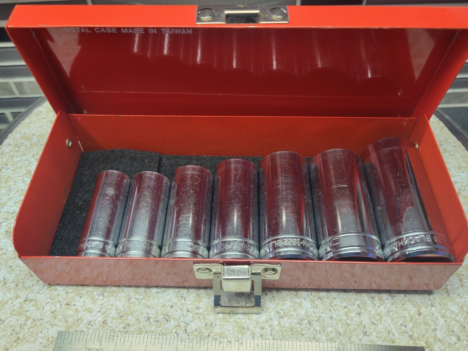 Blackhawk Tools USA 7PC SAE Deep Socket – 3/8” Drive, 6 Point W/ Red Metal Case
