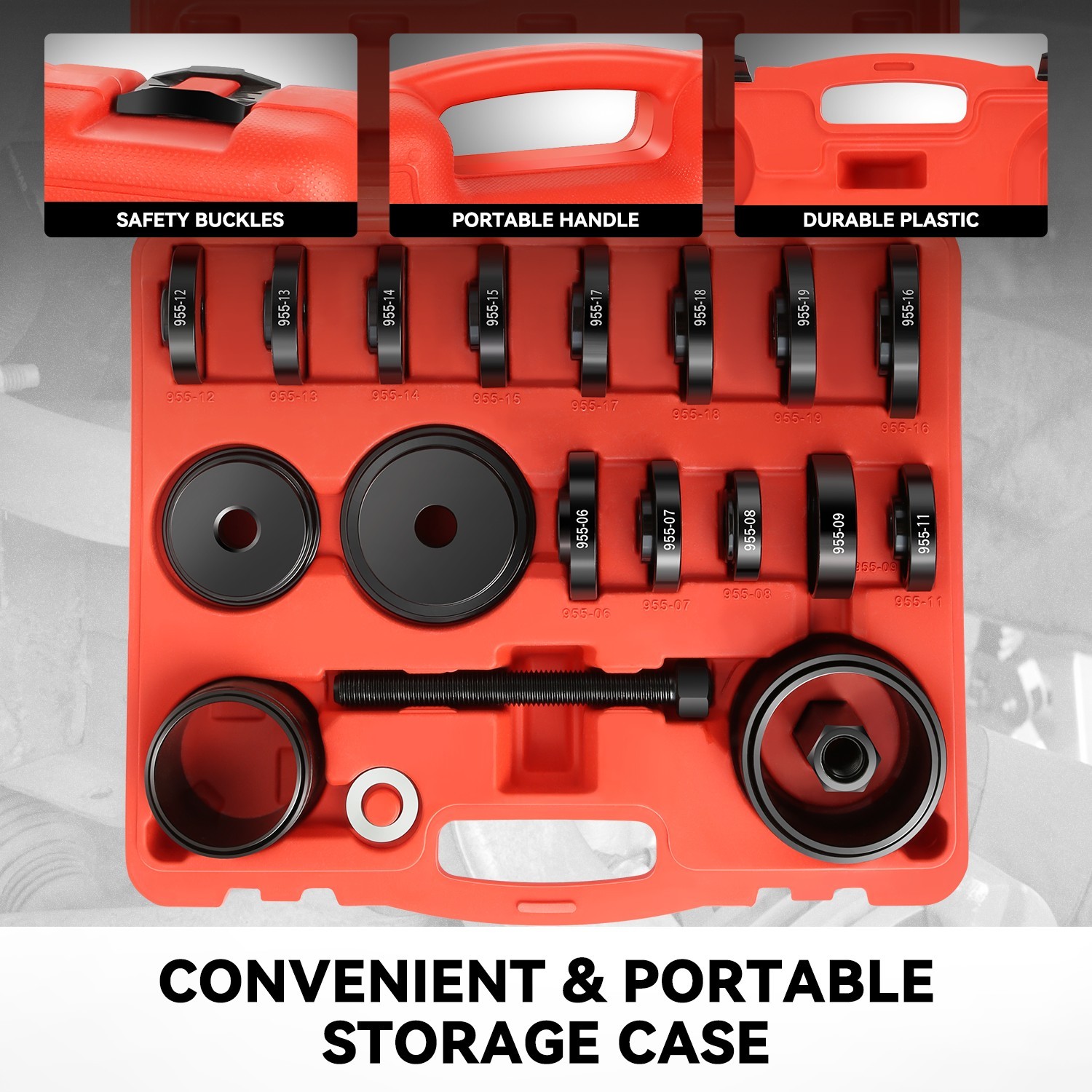 Universal 23pcs Sliding Screw+Bushings+Sleeve Steering Wheel Puller Sets w/ Case