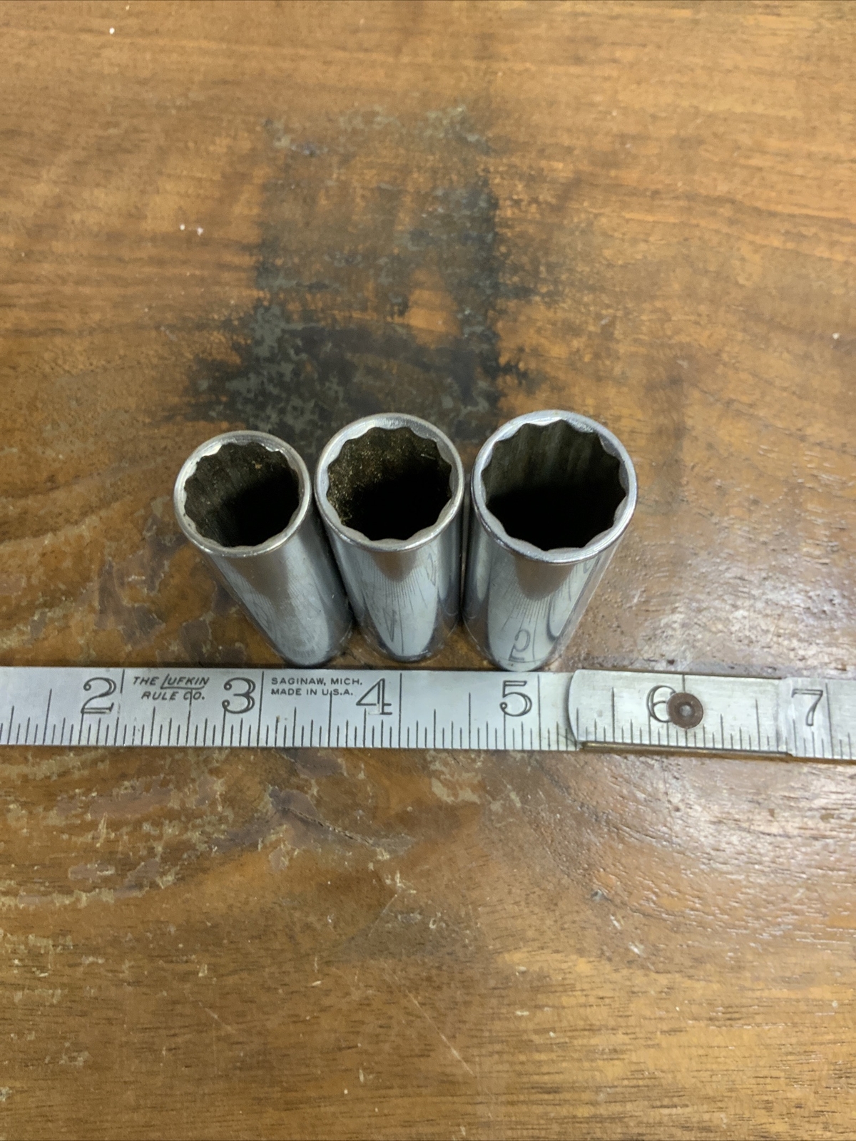 3 Vintage Craftsman USA 3/8″ Drive Deep Sockets 43312, 13, And 14. -V- Series