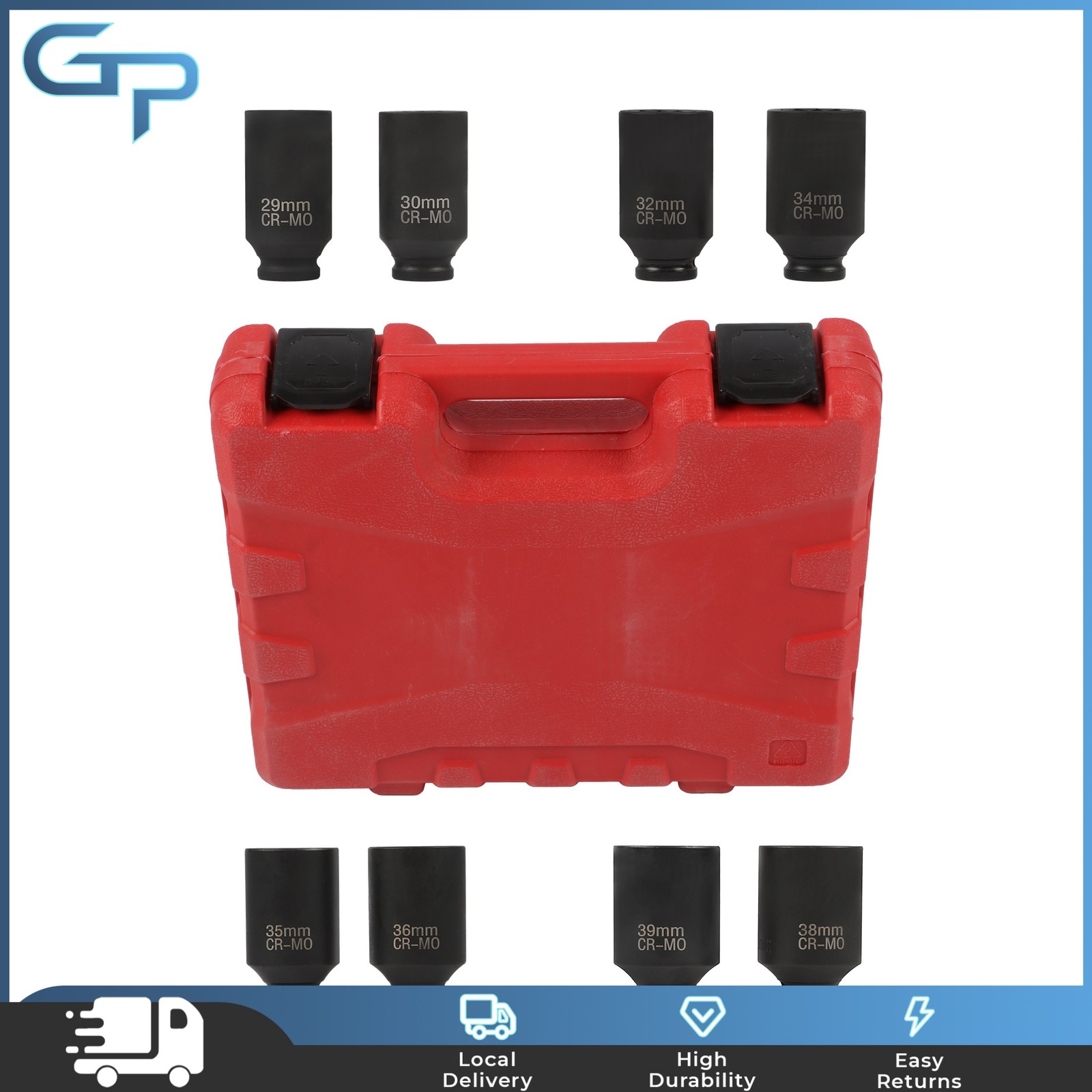 8PCS 1/2″ Drive Deep Spindle Axle Nut Impact Socket Set 29-39mm 12 Point