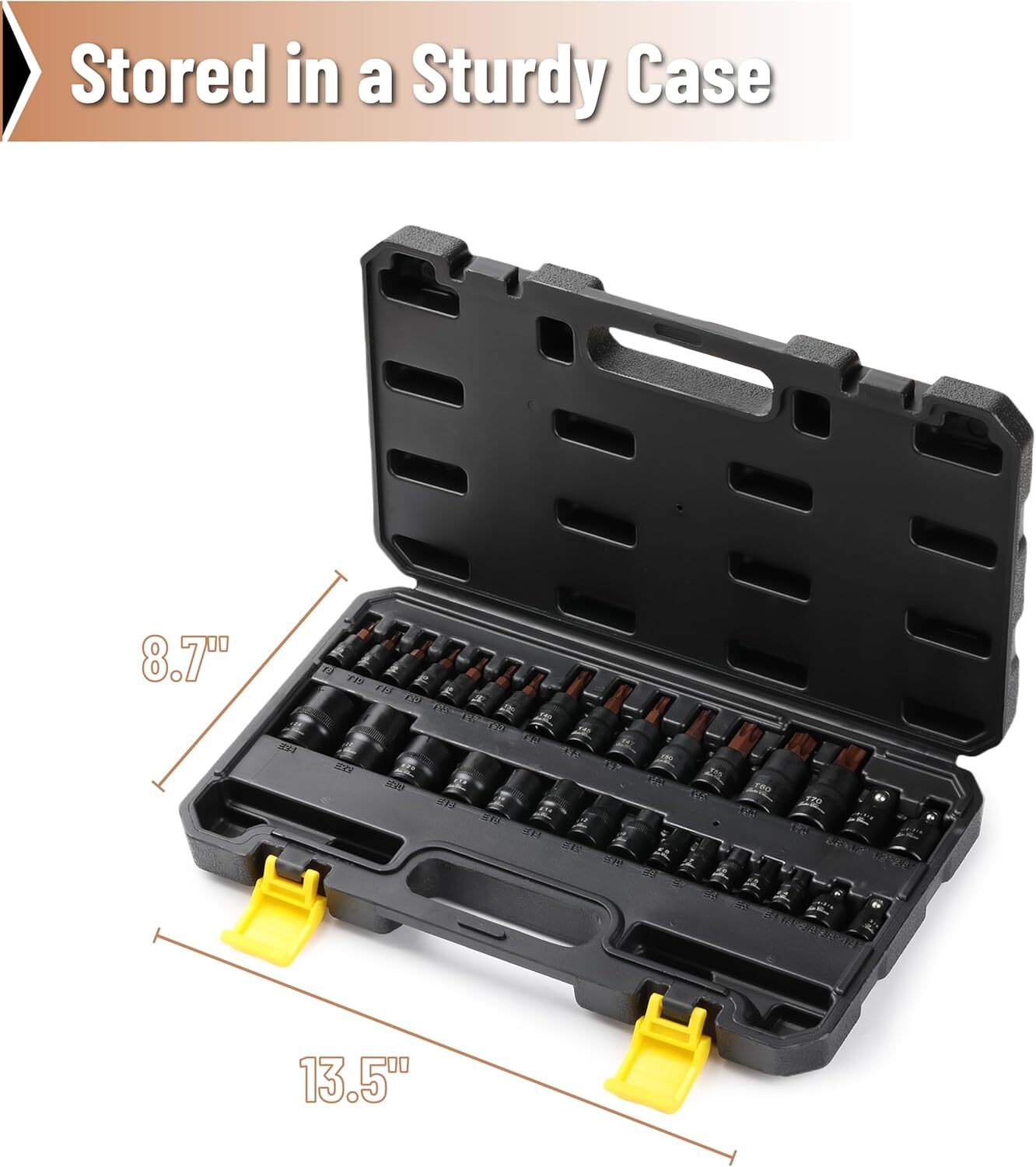 31 Pcs Torx Bit Socket Set & External Socket Set, Star T8-T70, E4-E24 Inverted
