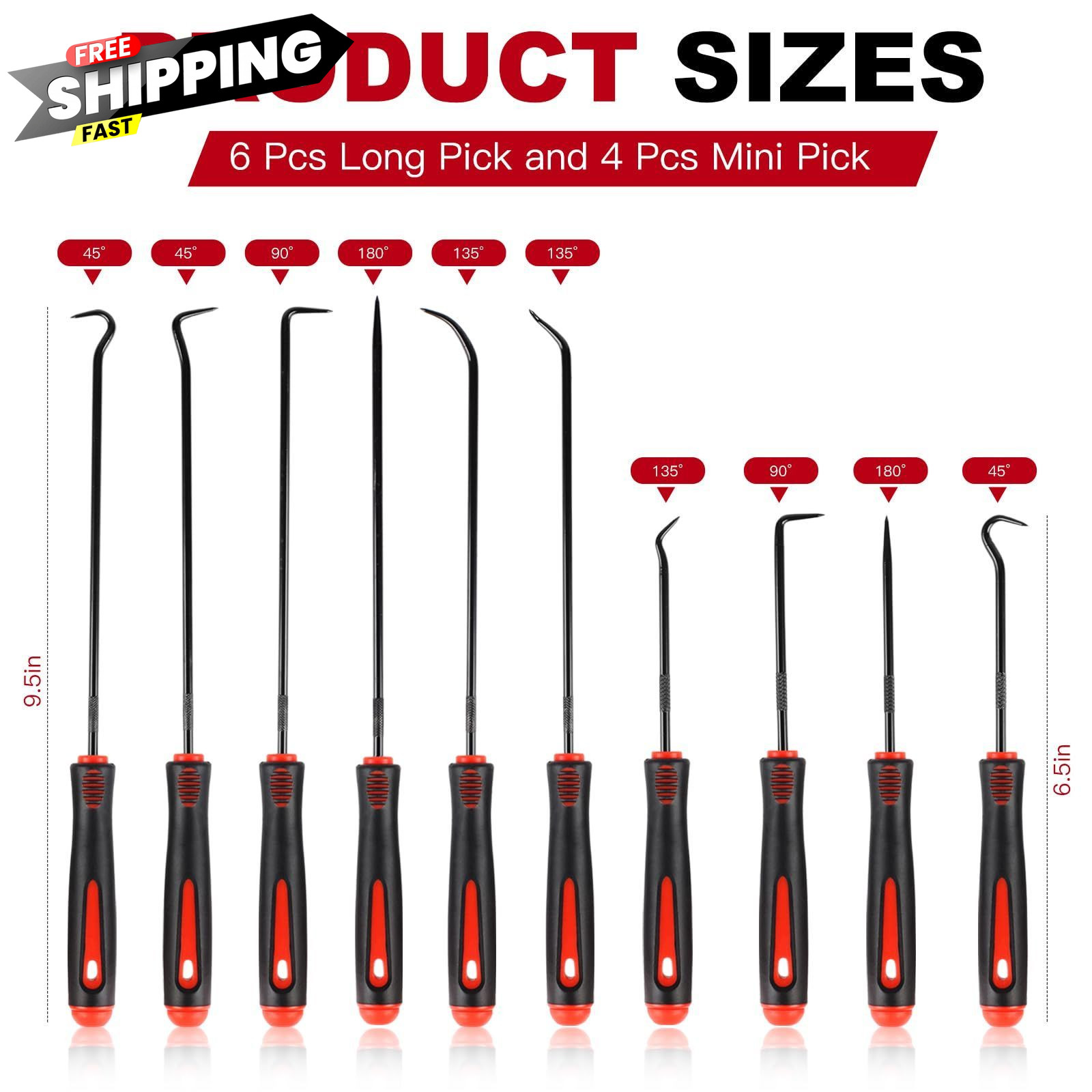 Rindion 10PCS Pick Set Mechanic, Hook and Tool with Non-Slip Grip,…