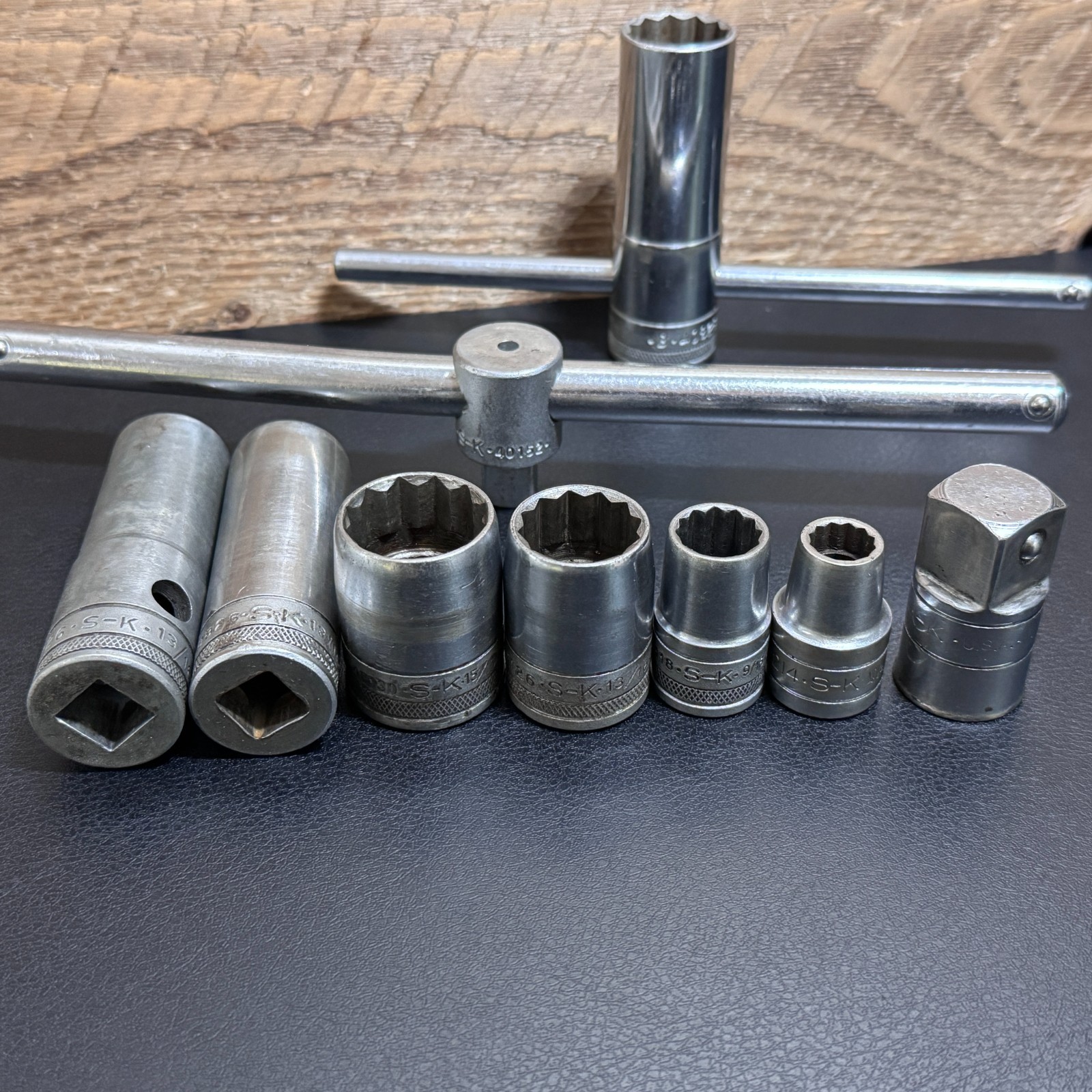S-K Tools 1/2 Drive Socket Lot 12PT SAE Deep STD T-Handle Breaker Bar Cross Bar