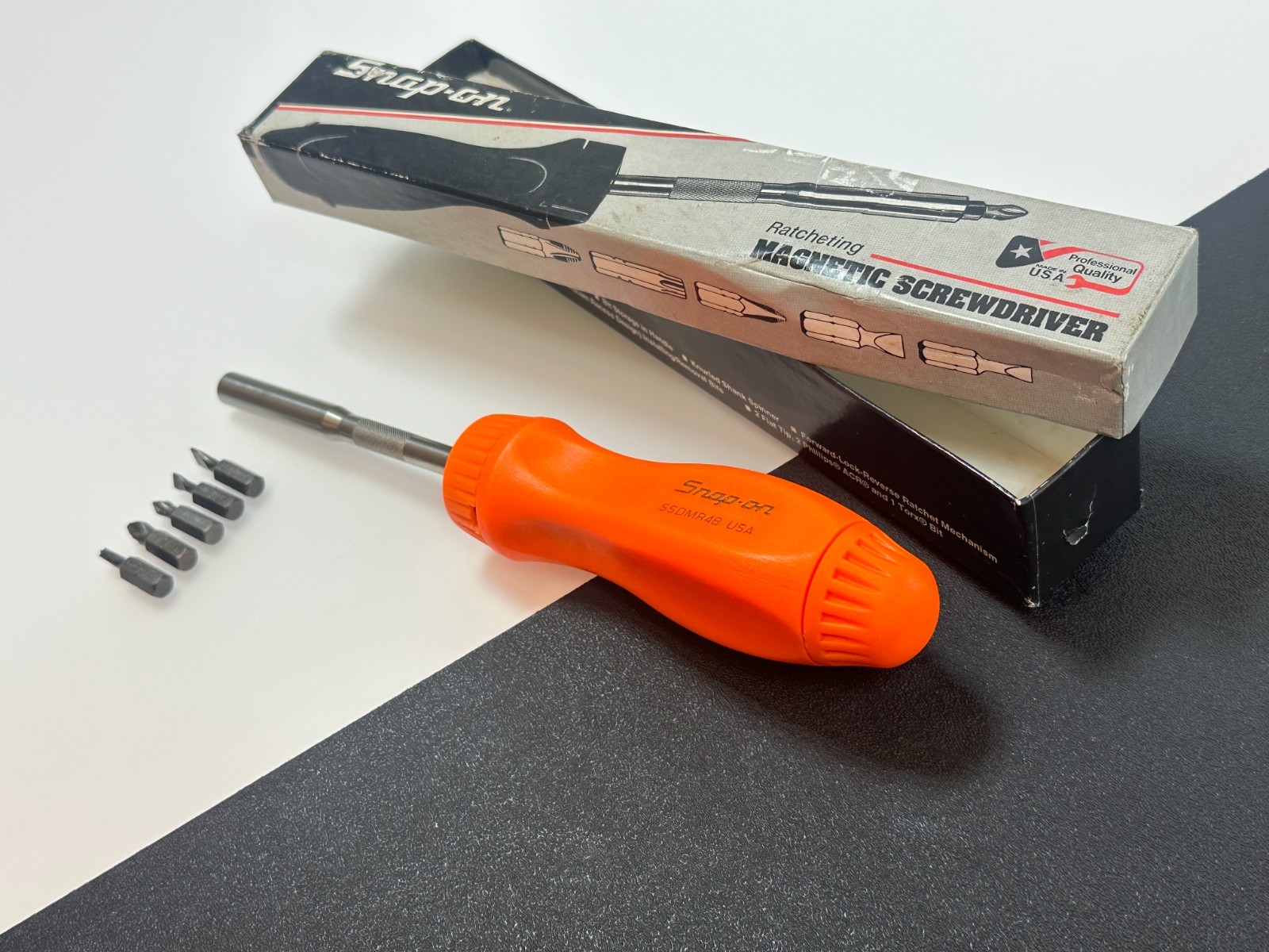 🇺🇸 Snap-on Tools USA ORANGE Hard Handle Ratcheting Screwdriver SSDMR4B, NOS