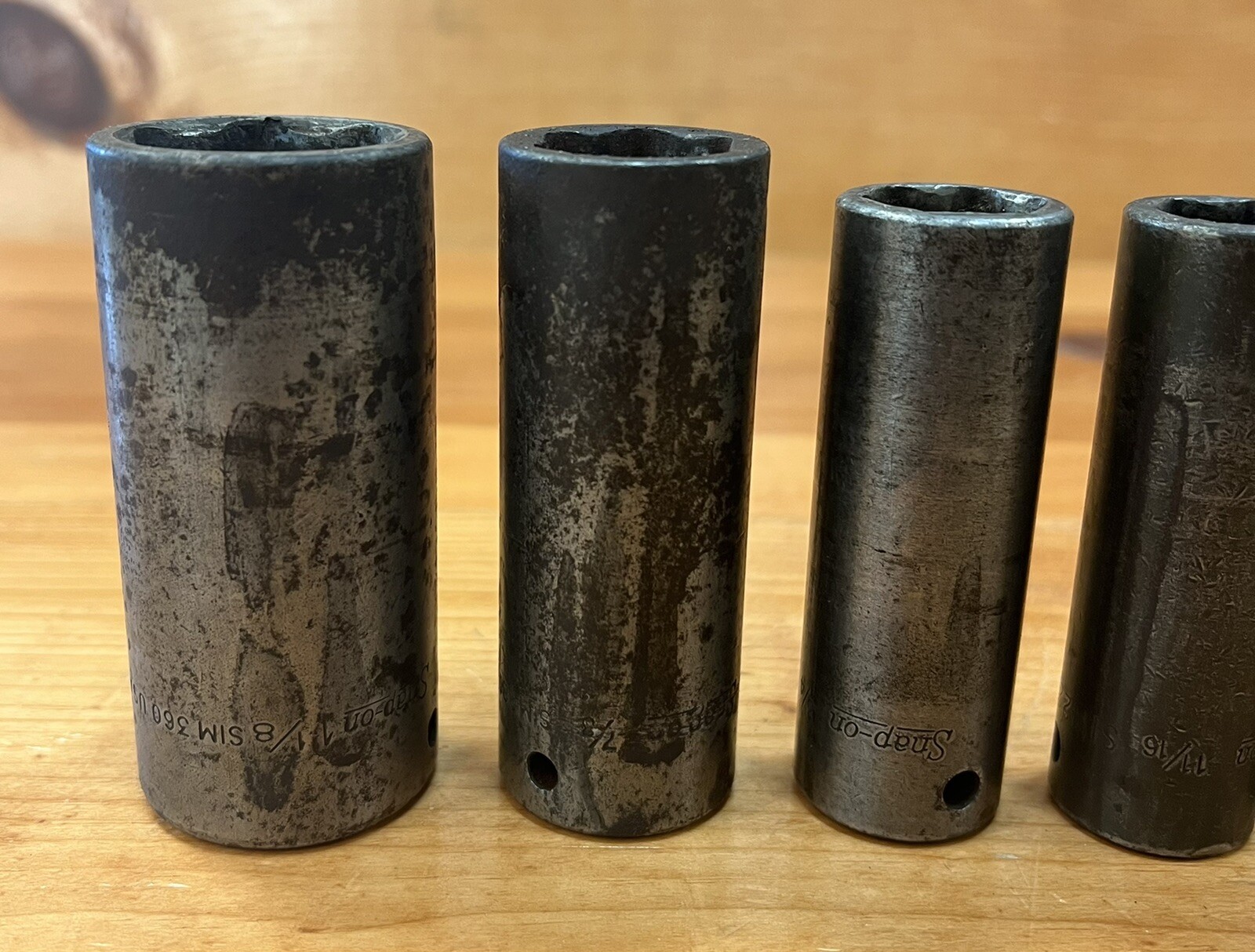 6 Snap On 1/2″ Drive SAE Deep Well 6 Point Sockets SIM 160 200 220 240 280 360