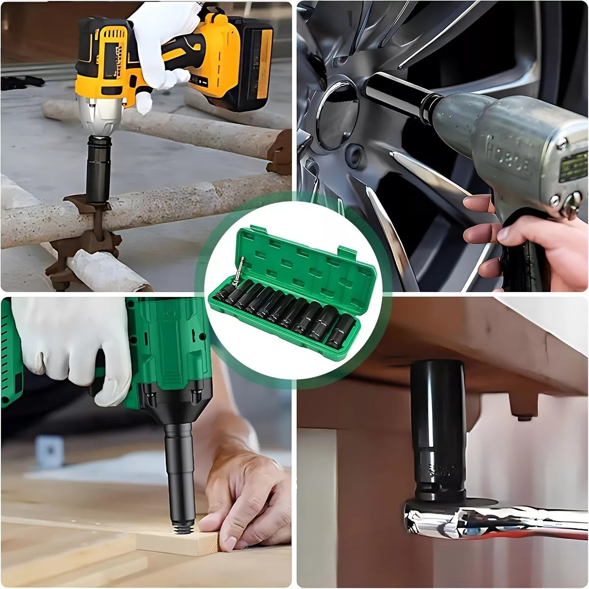 20pcs Metric Size (8-32mm) Impact Socket Sets, 6 Point Deep Sockets,CR-V Steel