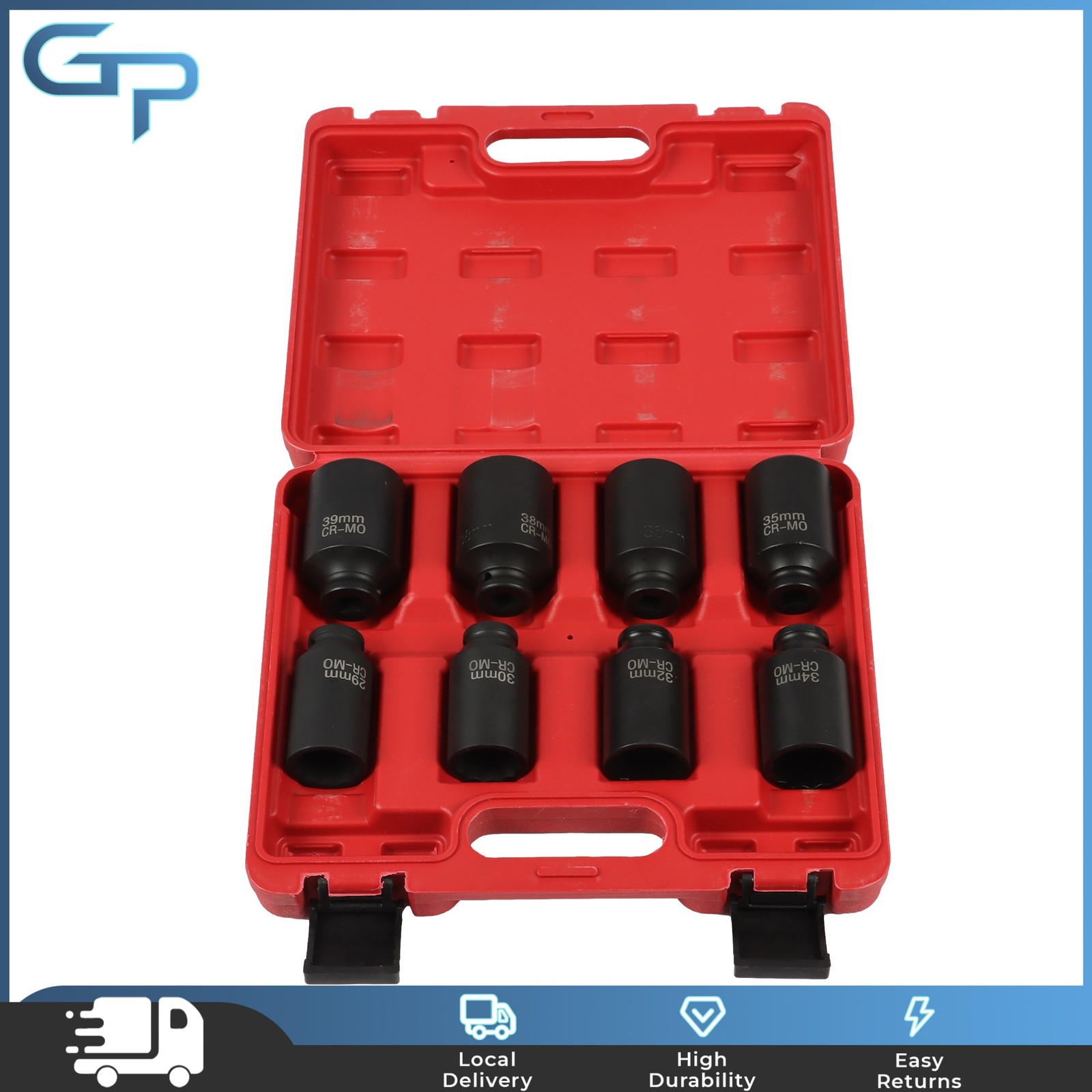 8PCS 1/2″ Drive Deep Spindle Axle Nut Impact Socket Set 29-39mm 12 Point