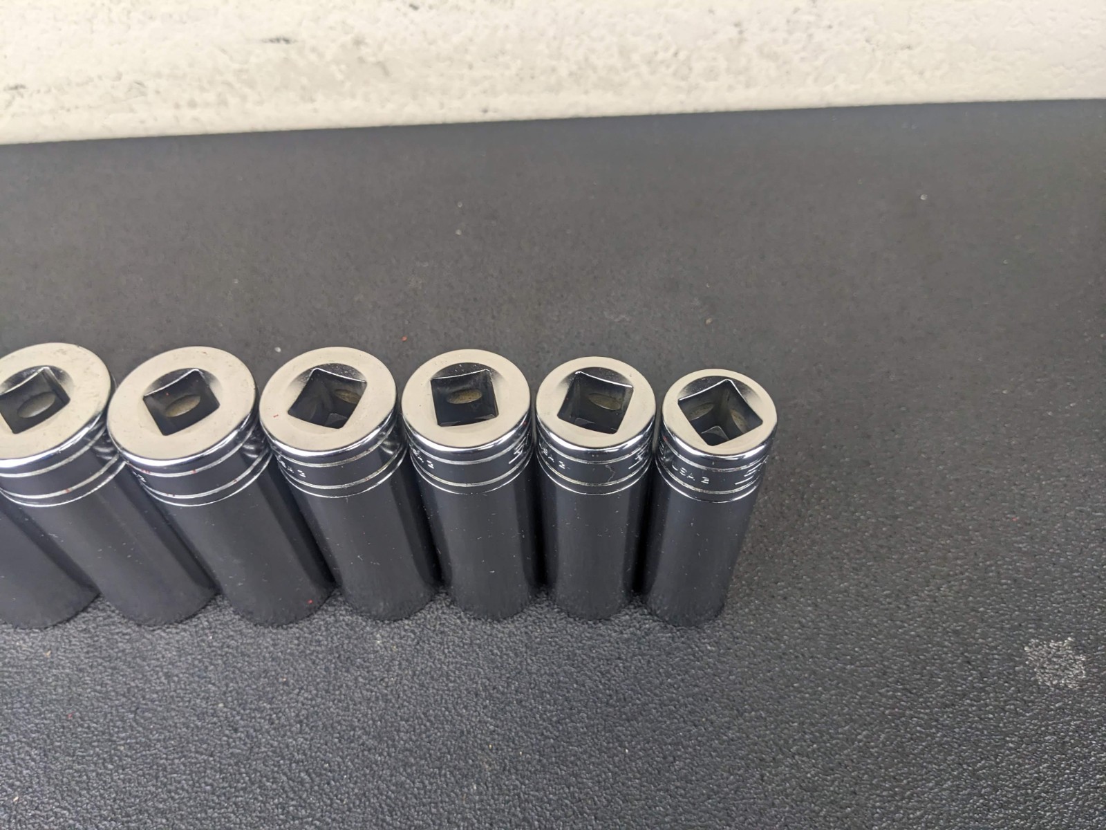 #af708 Snap On Tools NEW 1/2″ Drive Deep Socket Set SAE Chrome 6 Point 1-1/4″