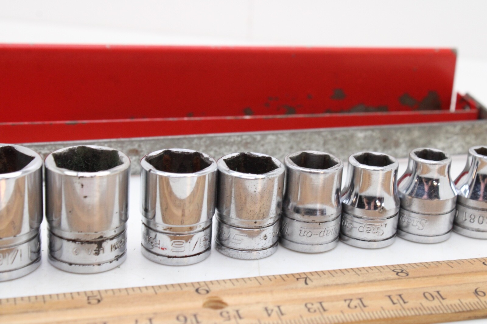 Snap On FS081-FS281 1/4″-78″ 3/8″ Drive 6 Point 11 Piece Shallow Sockets Set USA