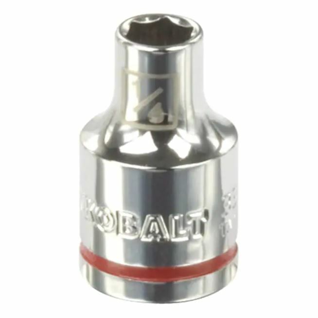 Kobalt 338073 Standard (SAE) 3/8-in Drive 6-point 1/4-in Shallow Socket Chrome