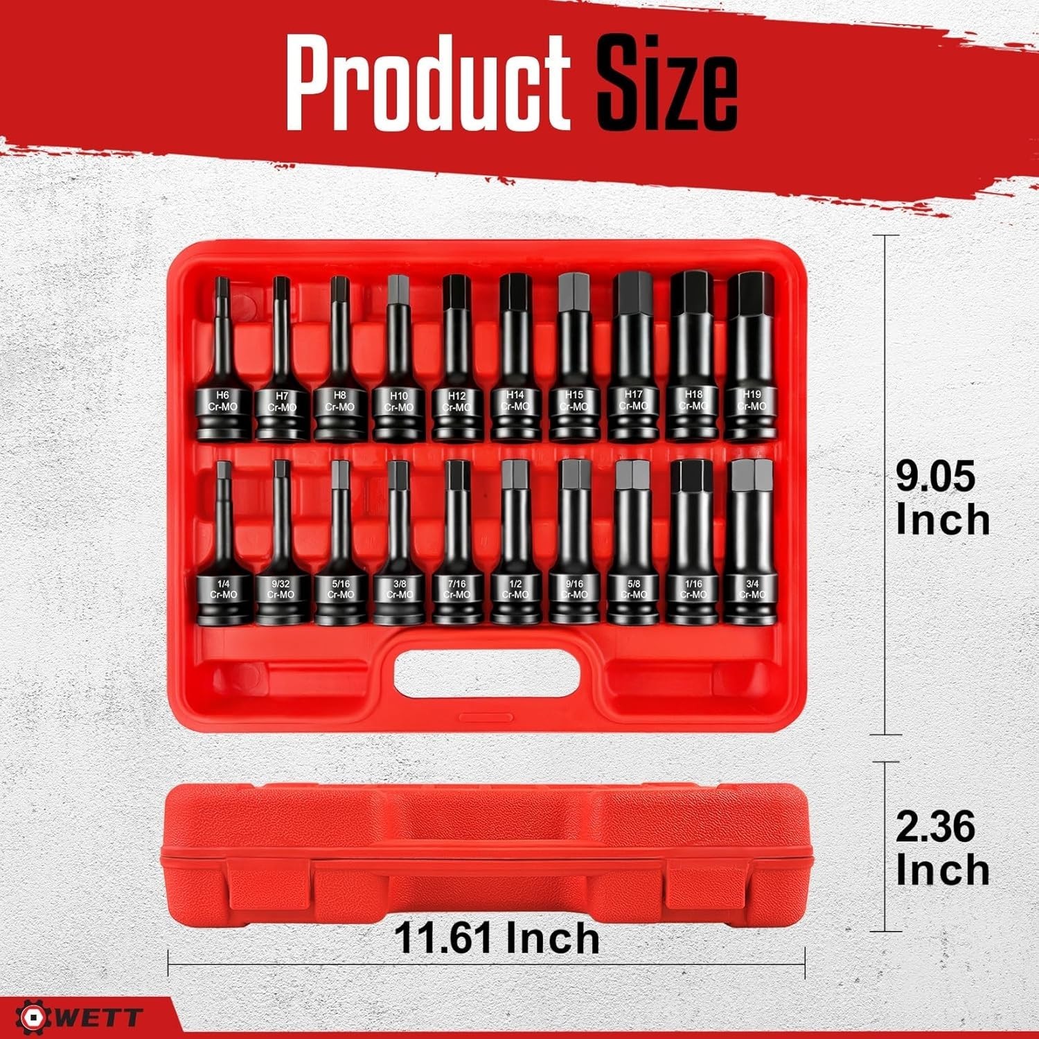 1/2″ Drive Master Impact Hex Bit Set, 20 Piece Hex Driver Socket Set, Allen Bit