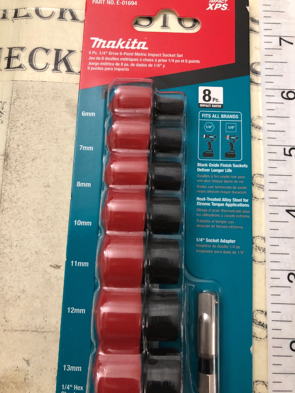 new Makita Impact Xps 1/4” Socket Set Metric+Sae 6 Point Drive Total 16 Pc.