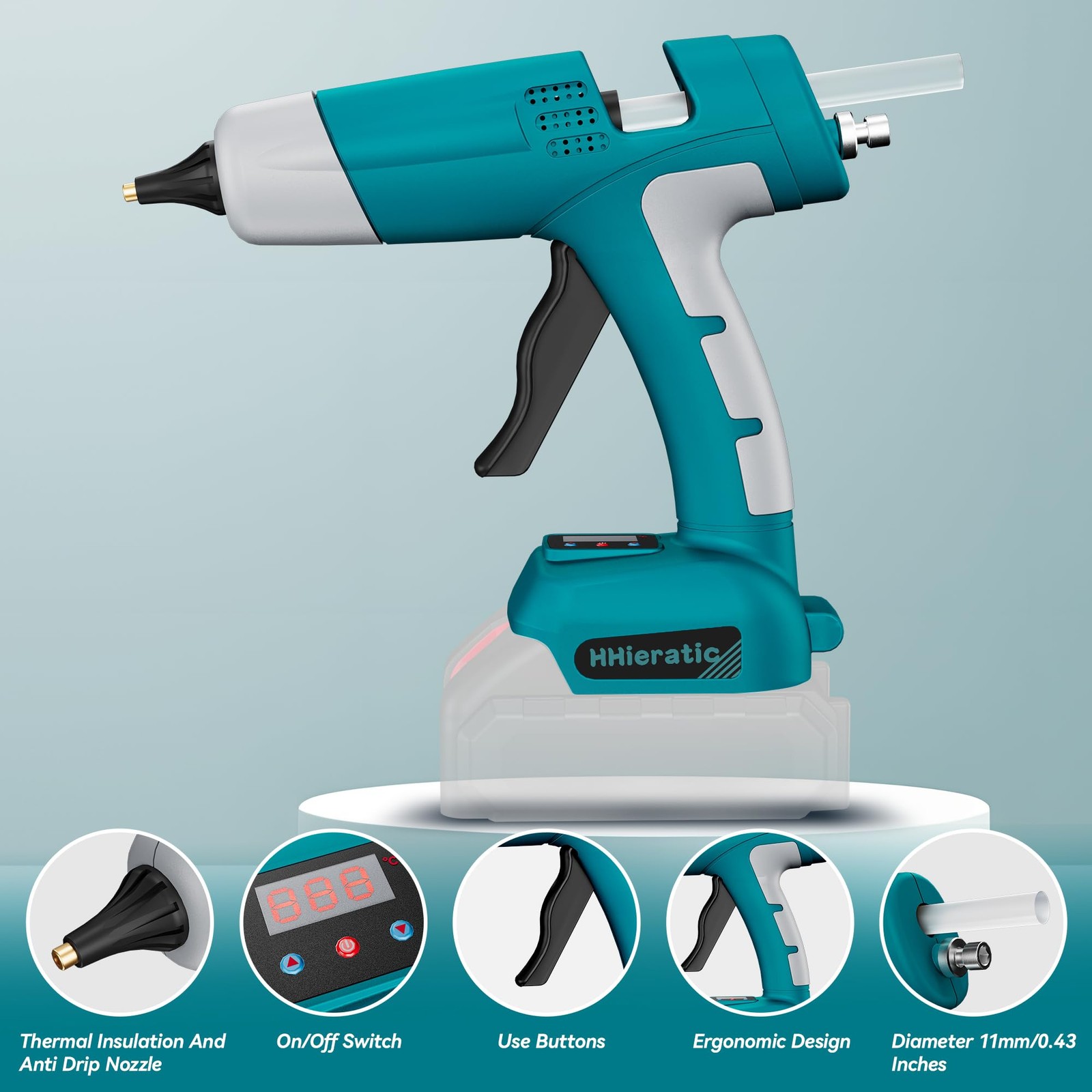 HHieratic Cordless Hot Glue Gun for Makita 18V Battery,Craft Guns Blue