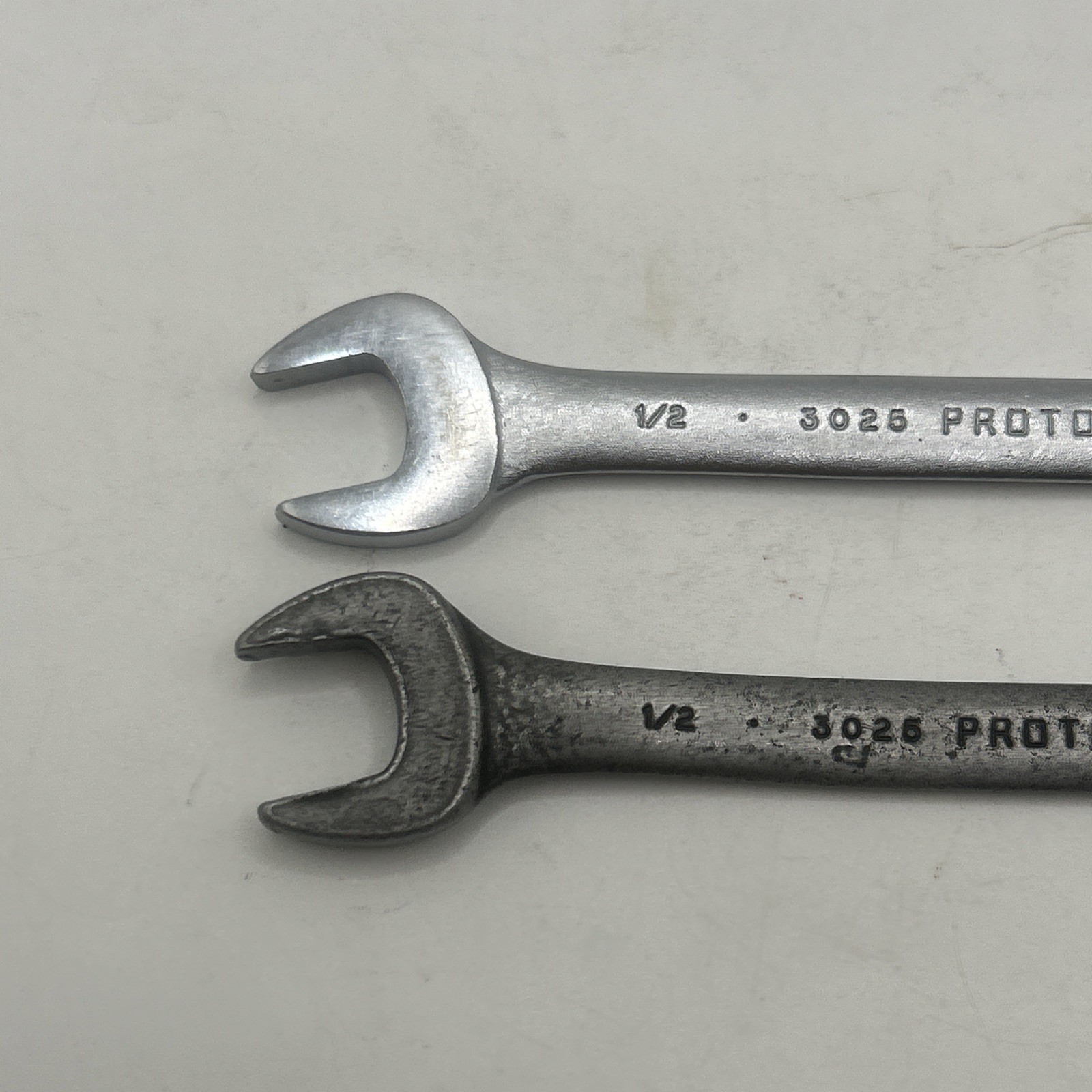 2 Proto Professional 3025 7/16″ x 1/2″ SAE Open End Wrench USA One Slight Bend