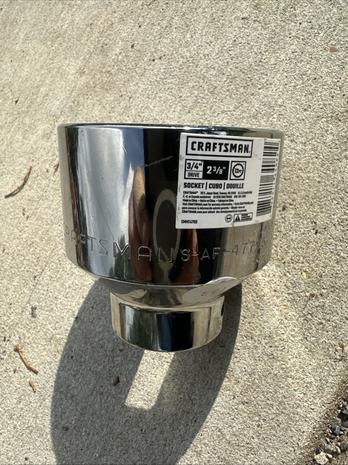 Craftsman 3/4″ Drive, 12pt Large Socket, 2 3/8″ – Part # 47793 – NEW