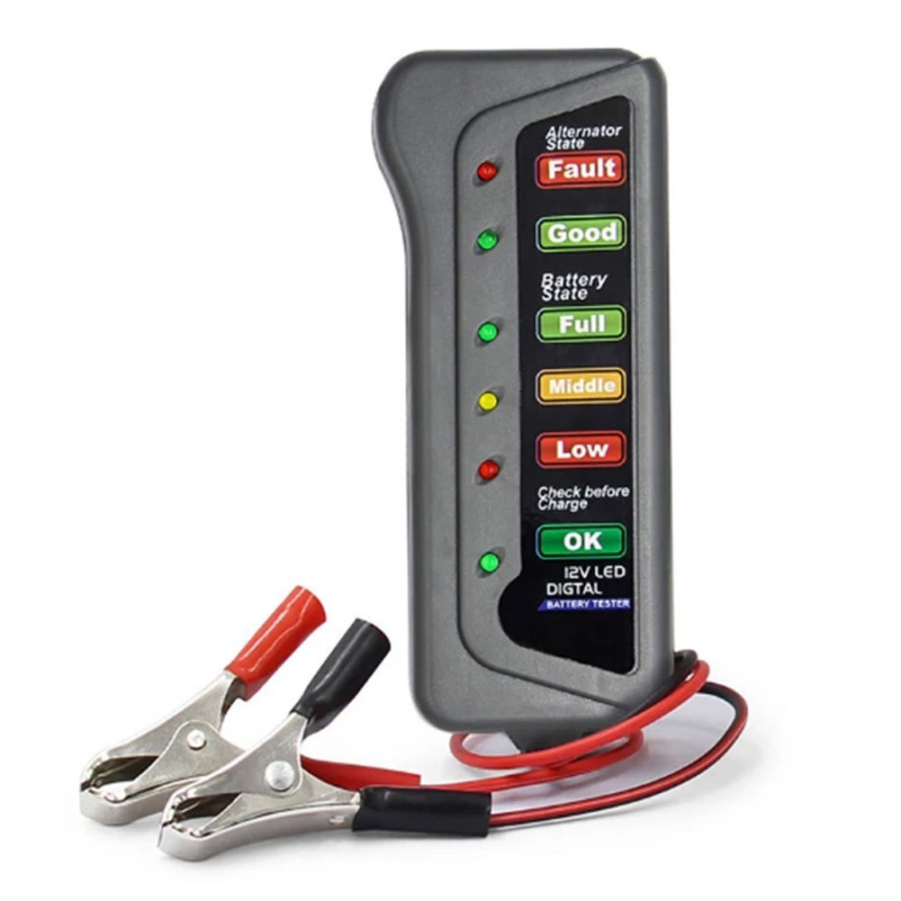 User Friendly 12V Car Tester with Two Testing Clips and LED Lights
