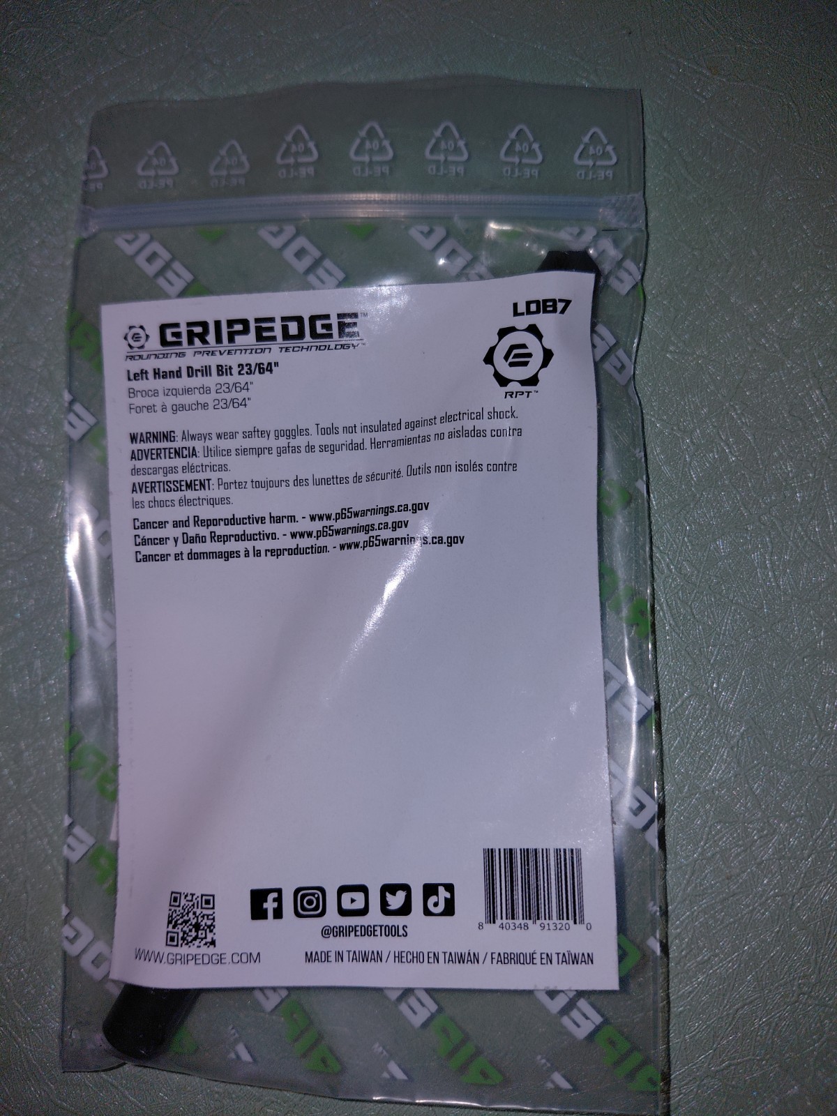 Grip Edge Left Hand 23/64″ Drill Bit NIB