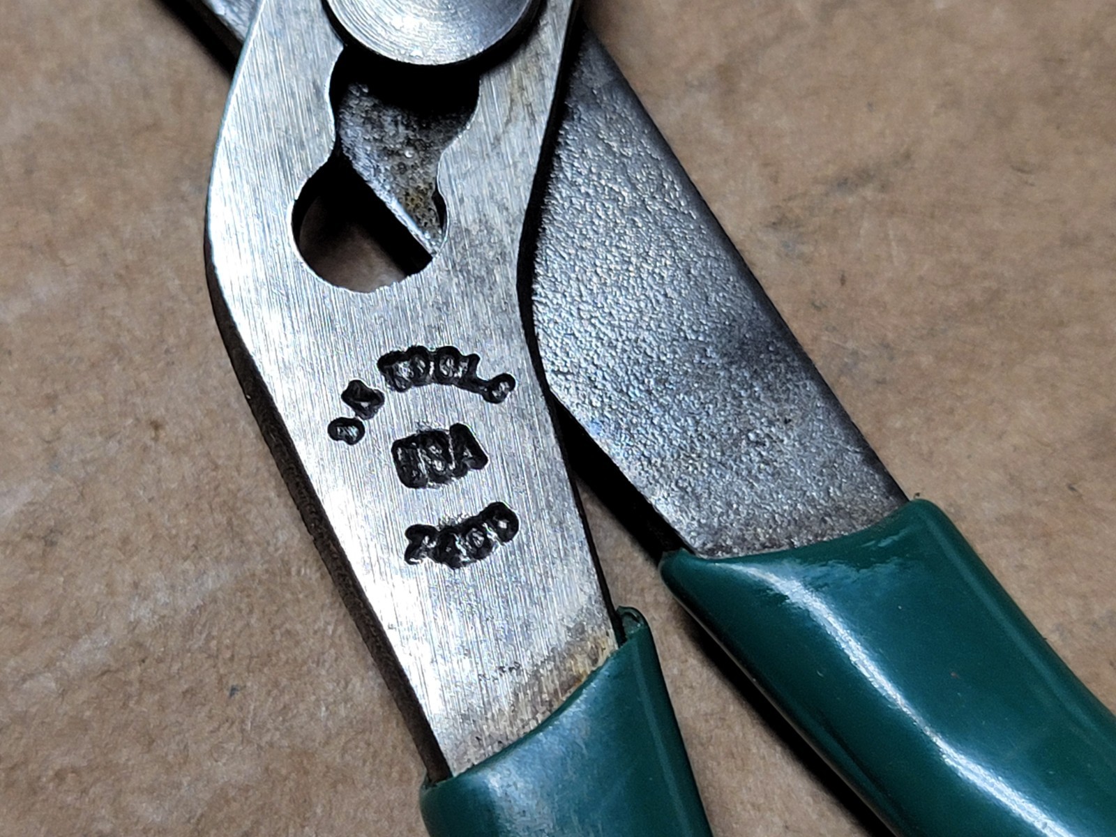 Vintage S-K Tools USA 5-1/2″ Slip Joint Combination Pliers Green Handles