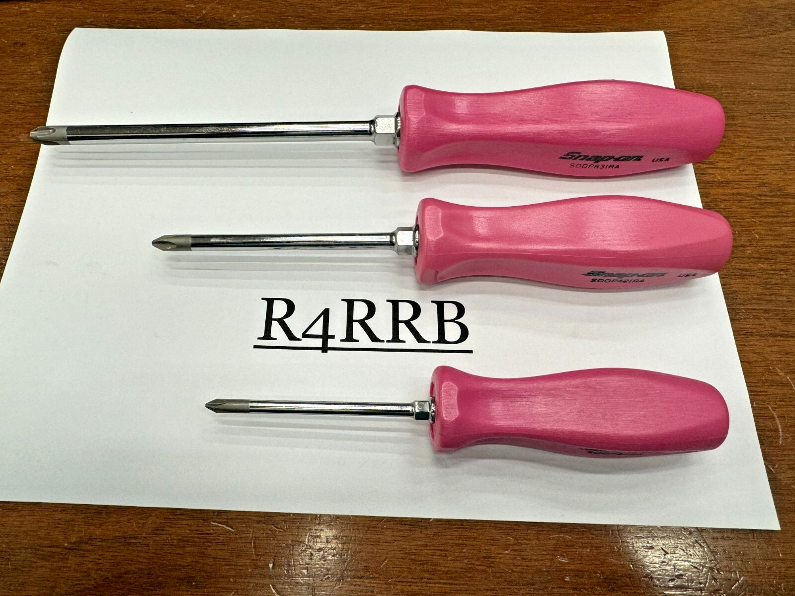 Snap-on Tools USA NEW 3pc PEARL PINK GRIP PHILLIPS P1 P2 P3 Screwdriver Lot Set