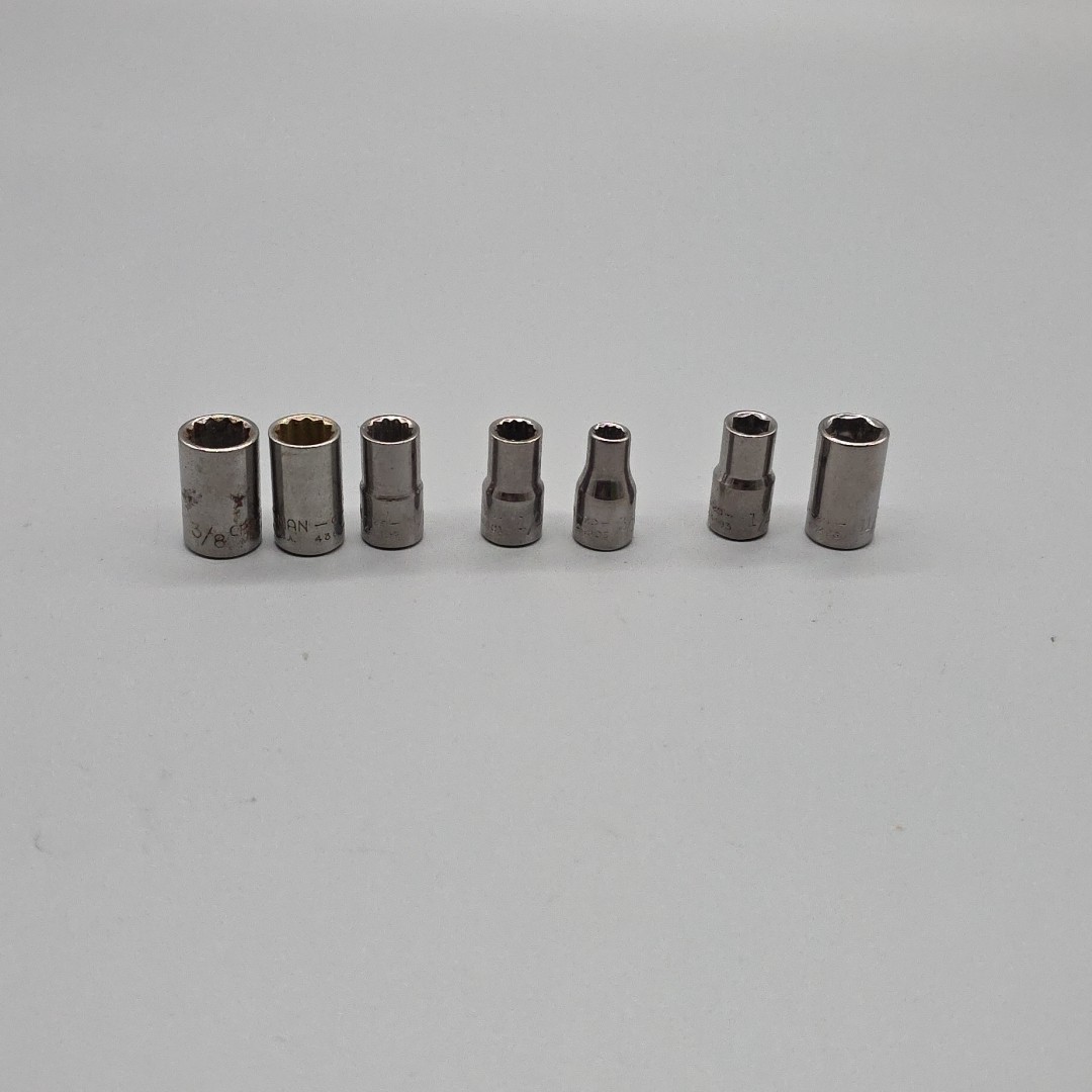 Craftsman Tools 3/8″ 12 Pt 1/4″ Dr Shallow Socket G2-43605,604,602,601,608,493
