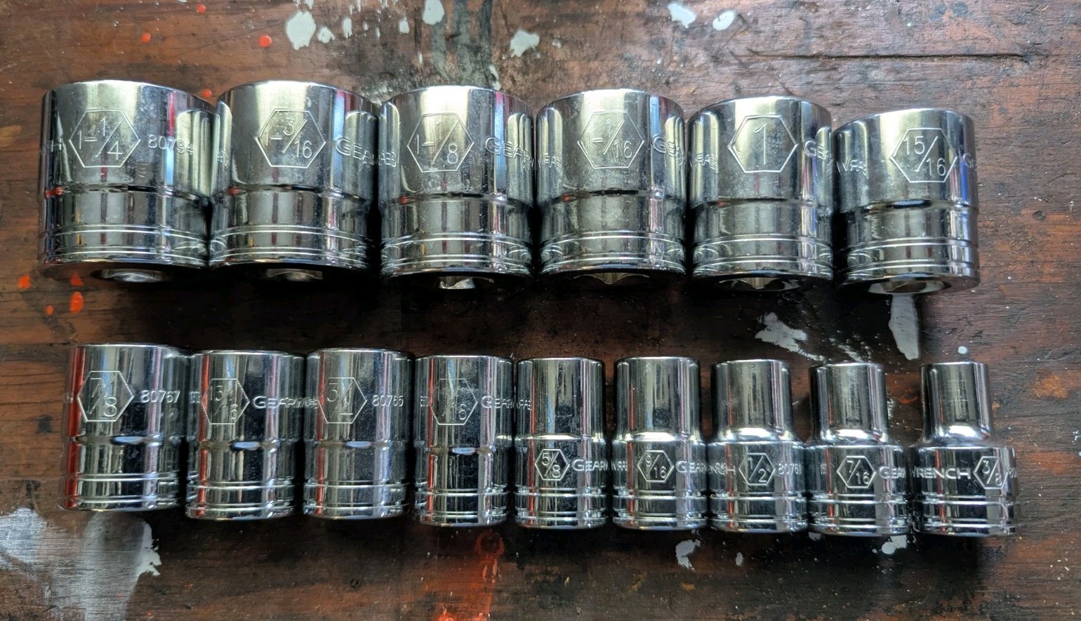 Gearwrench Socket Set. 15 Piece. 1/2″ Drive. 12 Pt. Sae 3/8″ – 1 1/4″