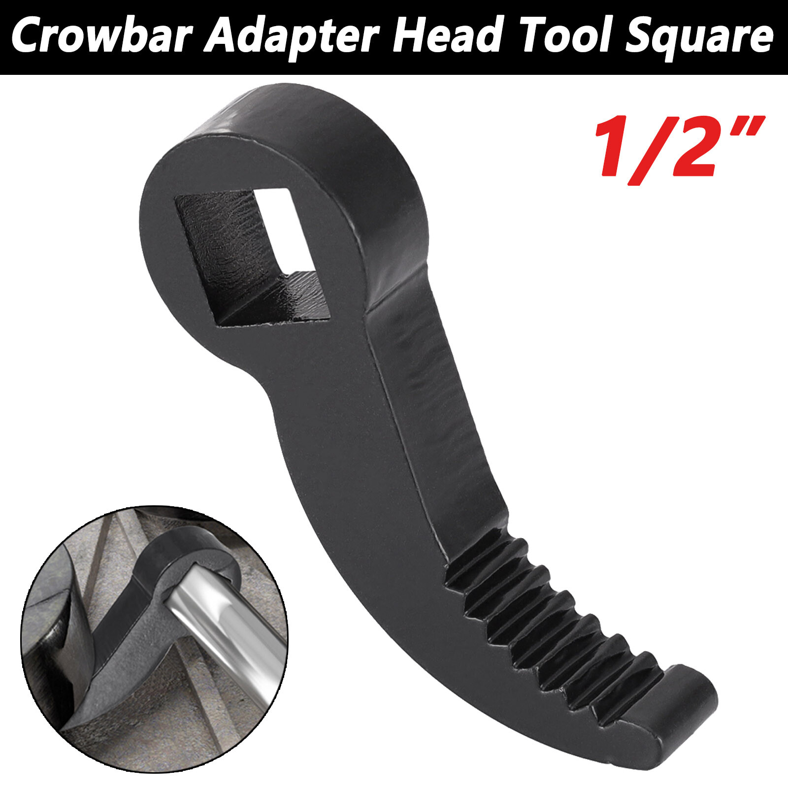 Square Mouth Crowbar Adapter Head Tools Adjustable Angle W/6 Ratchet Fits 1/2″