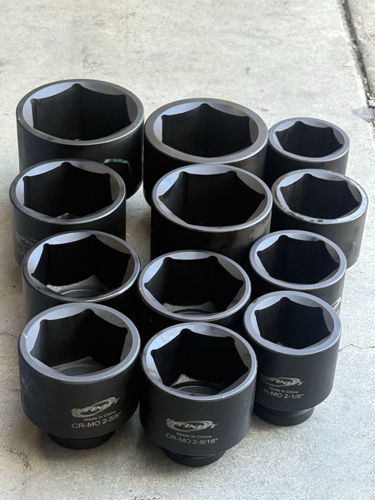 12pcs 1″ Drive 6 Point Jumbo Deep Impact Socket Set SAE 2-1/8″ ~ 3-1/2″ Cr-MO