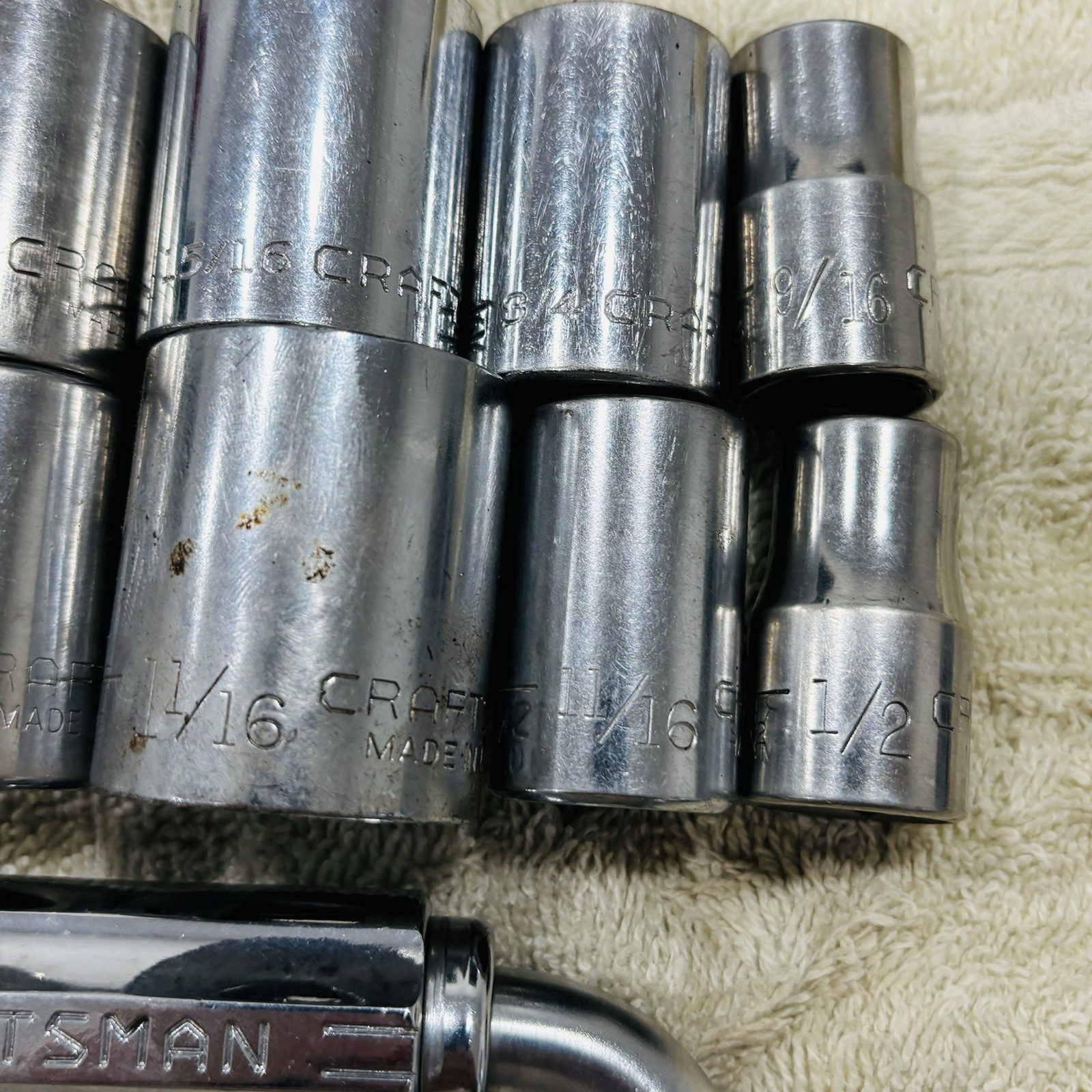 Craftsman Socket Set Deep 1/4” 3/8” 1/2” Assorted Speed Wrench Mechanic Vtg