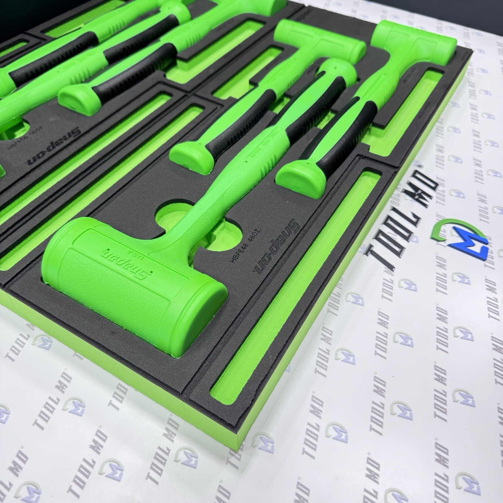 Snap-on Tools NEW 6pc GREEN Dead Blow Hammer Set w/ PRO-FI Foam HBFE6FG