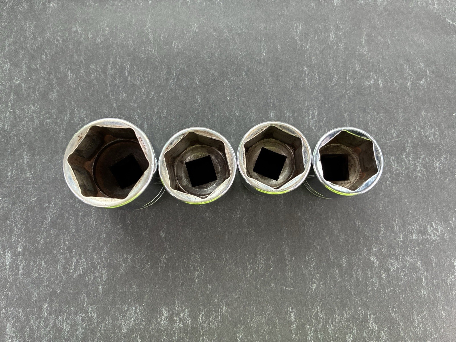 Snap On 1/2 Drive Sockets (Initials Scratched Into Sockets) 7/8 15/16 1 1-1/8