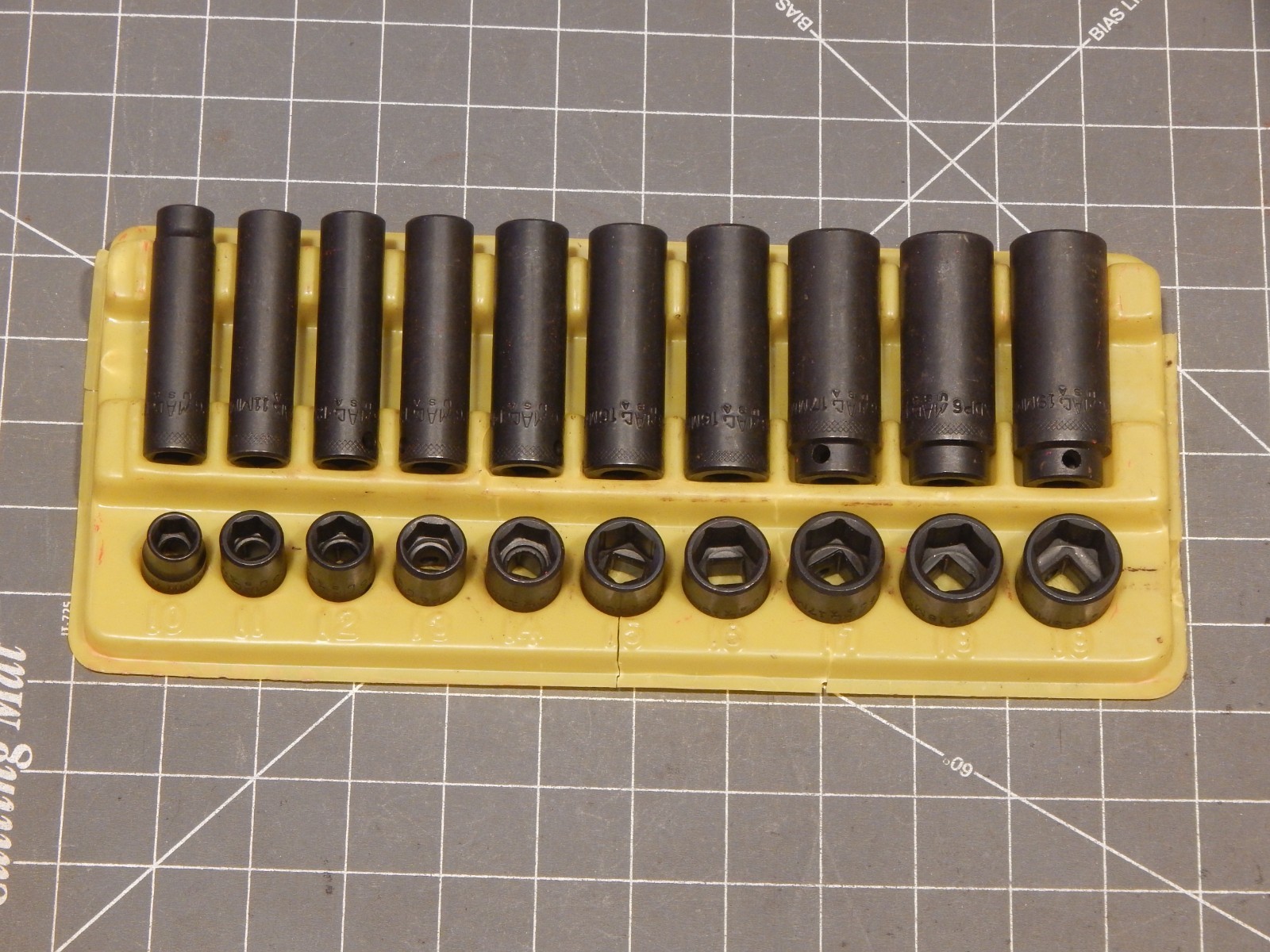 Mac 20Pc Metric 3/8 Drive Shallow Deep Impact Socket Set 10MM 19MM 6Pt Dr